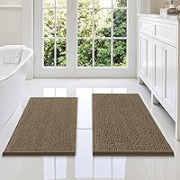 Vista 63 de Smiry - Juego de alfombras de baño de 2 piezas, suaves, absorbentes, de felpilla, lavables a máquina, antideslizantes, para bañera, ducha y piso Gris
