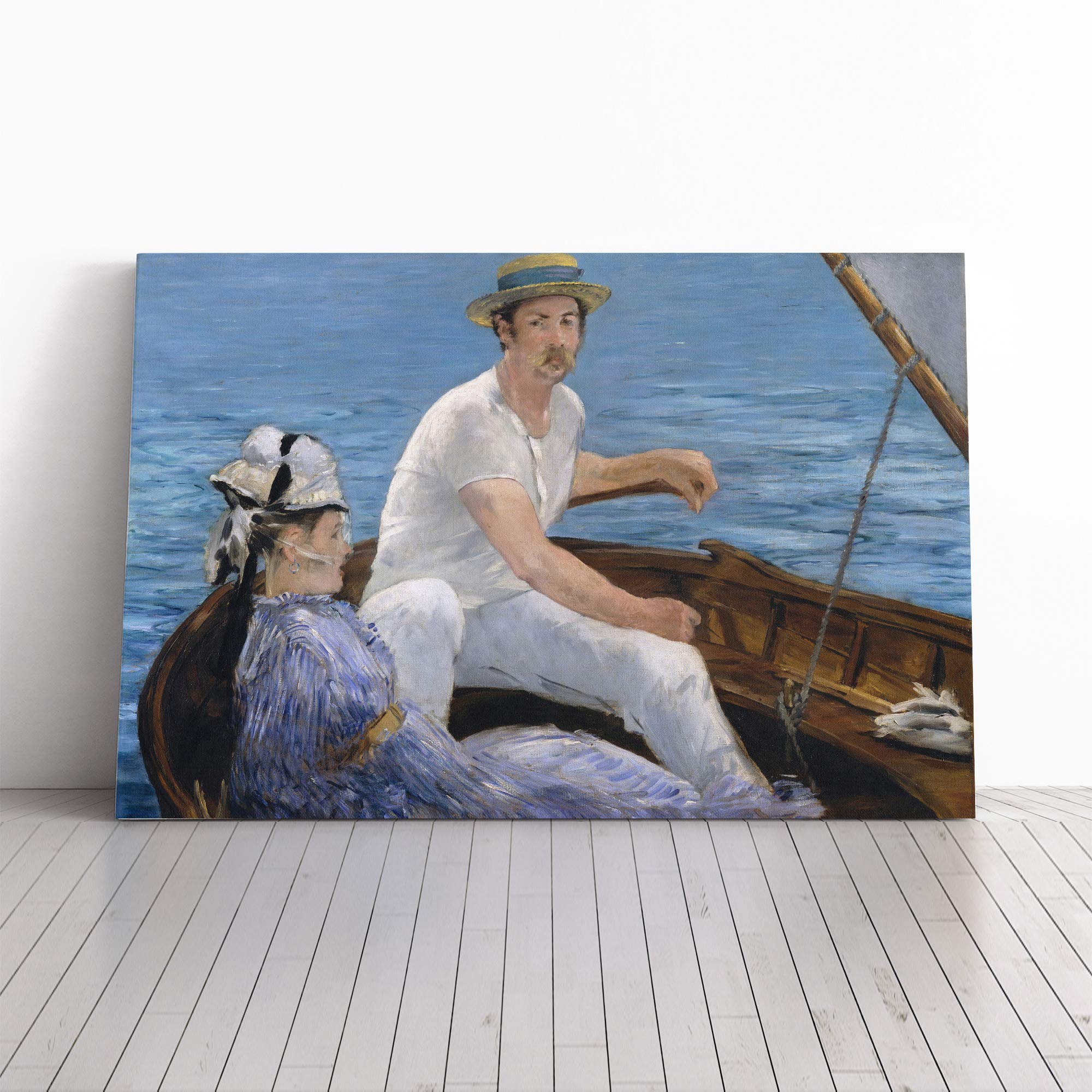 Edouard Manet Boating Canvas Print | Gallery Wrapped 30mm Frame Wall Art | 30x20 inches | Ready to Hang | Modern Picture | Living Room Bedroom Lounge Office