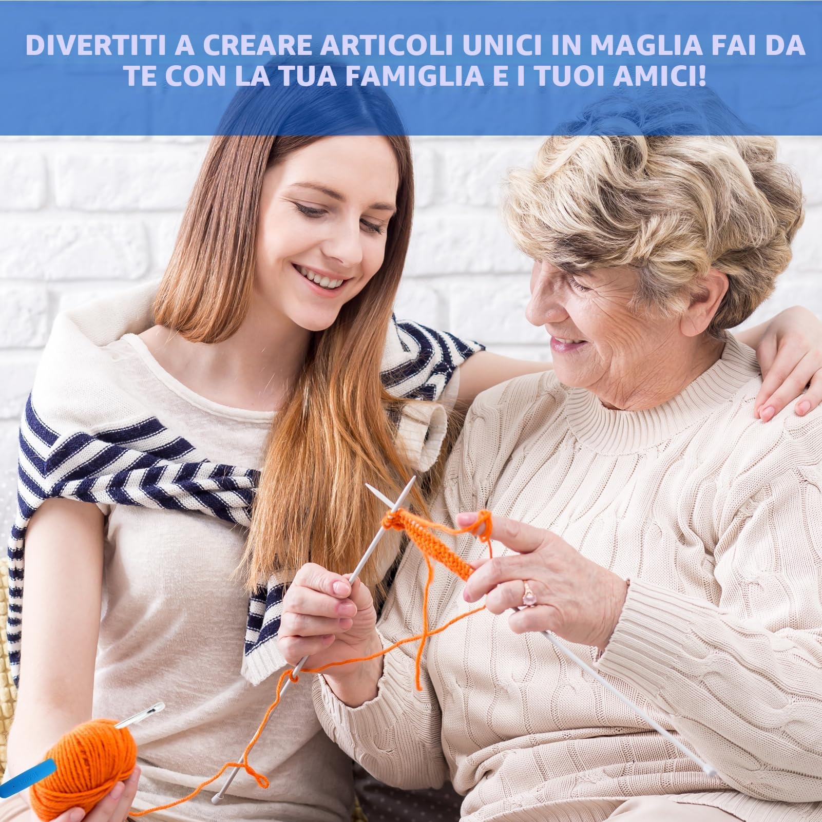 Set di 14 ganci per maglieria ergonomici in gomma a presa morbida, multicolore, alluminio, 2-10 mm