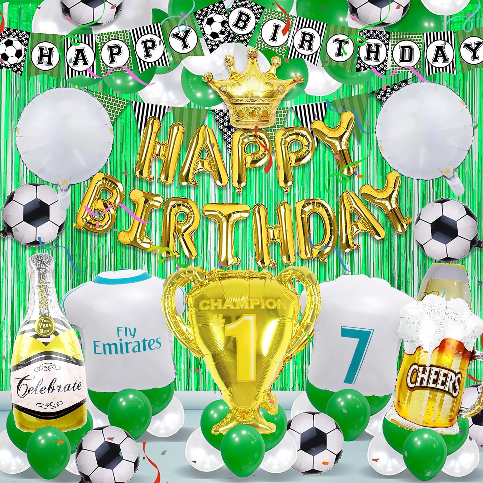 GoGoGoodie Soccer Theme Birthday Party Decorations Supplies for Kids Boys, Green Balloons Arch Kit for Room Backdrop