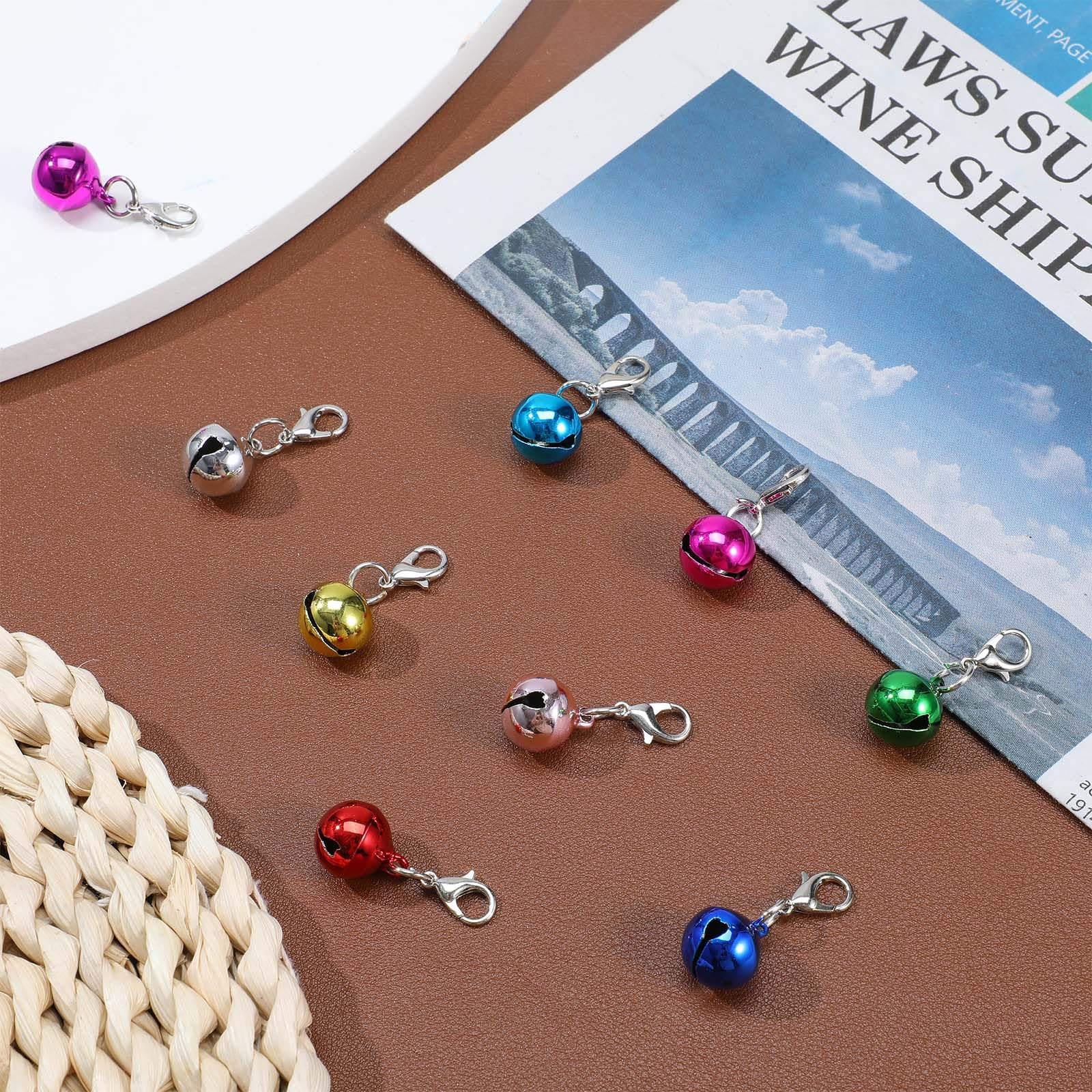 Larrel 9 Stück Katzenhundehalsband Jingle Bell, Bunte Haustier Glocken mit Verschlüssen Trainings Glöckchen Halsband Anhänger Haustierhalsband Zubehör Tracker Glocke für Party DIY Basteln Dekoration