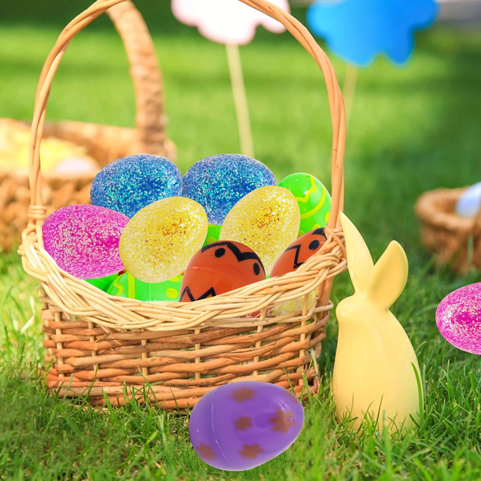 150-Pack Light Up Plastic Easter Eggs - 2.3 Inch LED Glow Eggs With Hinge, 20-Hour Battery, For Night Hunts