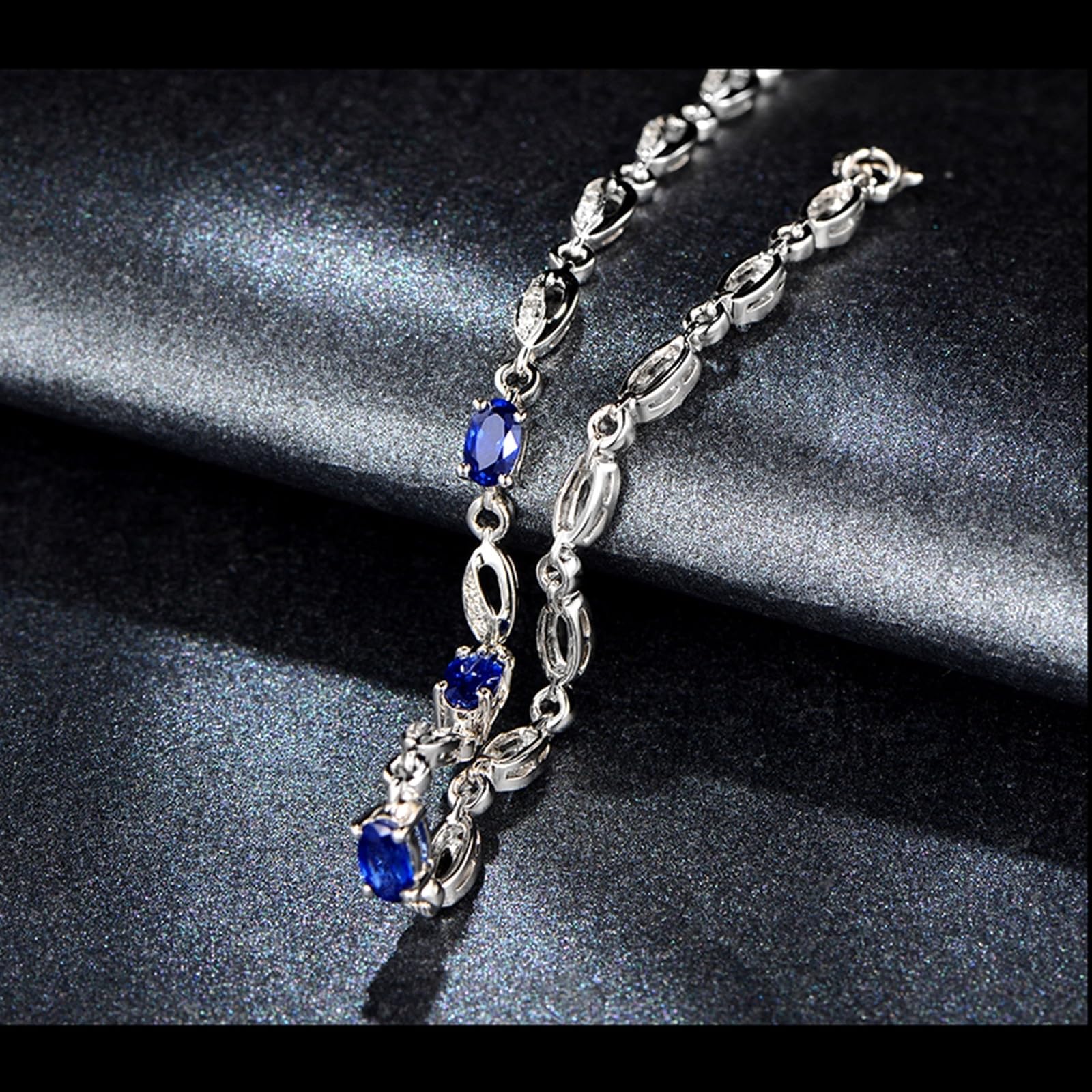 Bransoletka z białego złota 750/585/375, szafir damska bransoletka 1,15ct 16-20 cm diament, bransoletki ślubne dla chłopaków