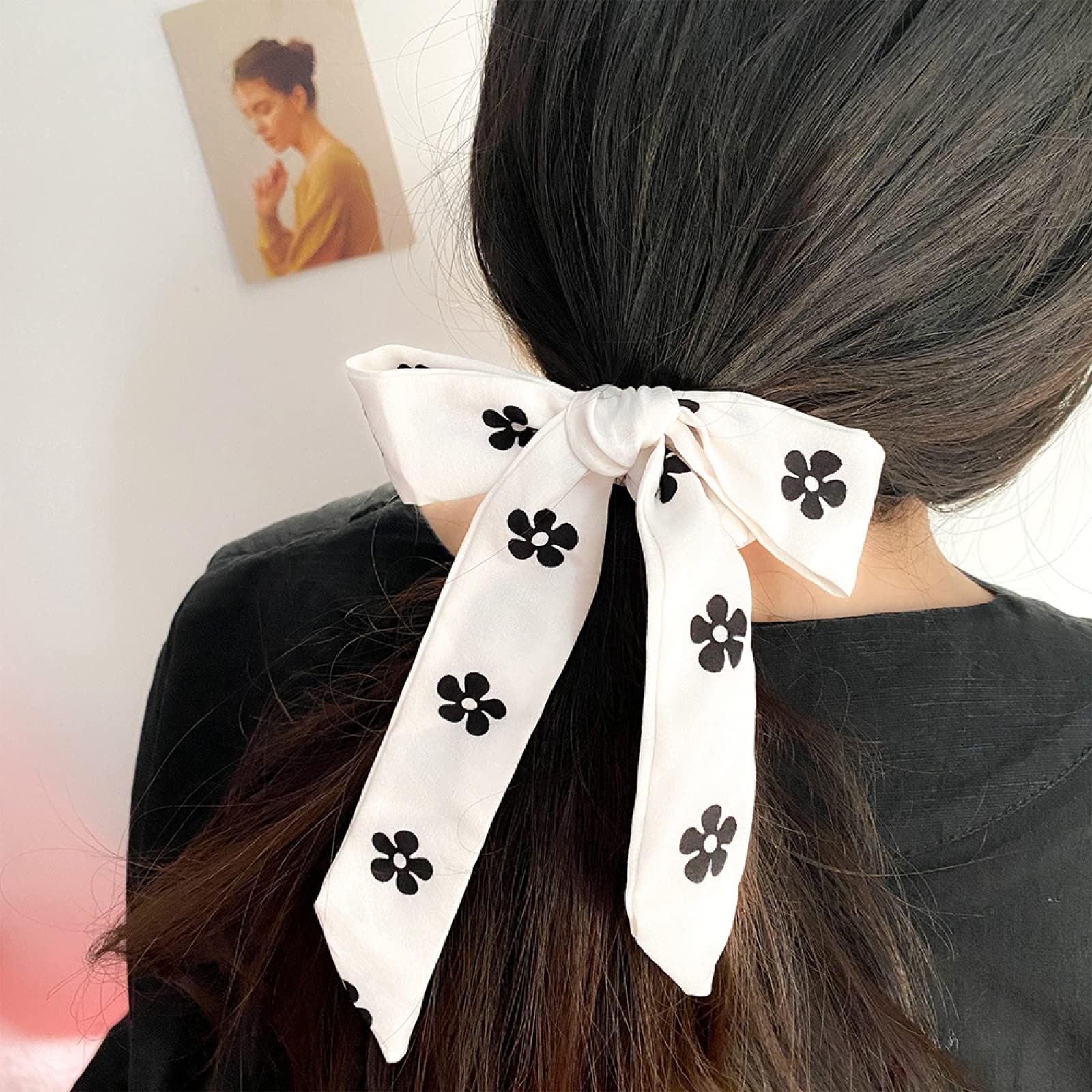 Czeski kwiatowy Print elastyczne gumki do włosów dla kobiet dziewczynki Bowknot Scrunchies z pałąkiem na głowę gumki do włosów kucyk Holder akcesoria do włosów, 01 (1)