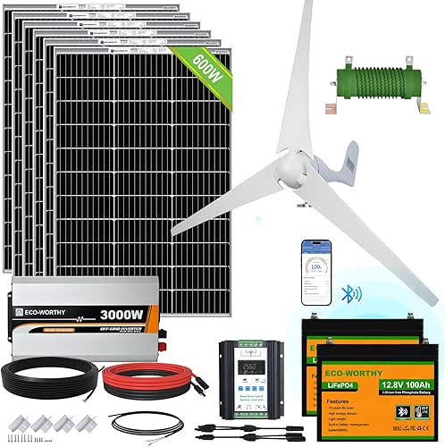 ECO-WORTHY 1000W 4KWH Solar Wind Power Kit: 400W Wind Turbine