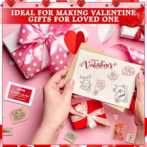 Miniatura 26 de Woanger 15 sellos de goma de madera de Navidad y almohadillas de tinta para manualidades, sello de goma de madera para álbumes de recortes