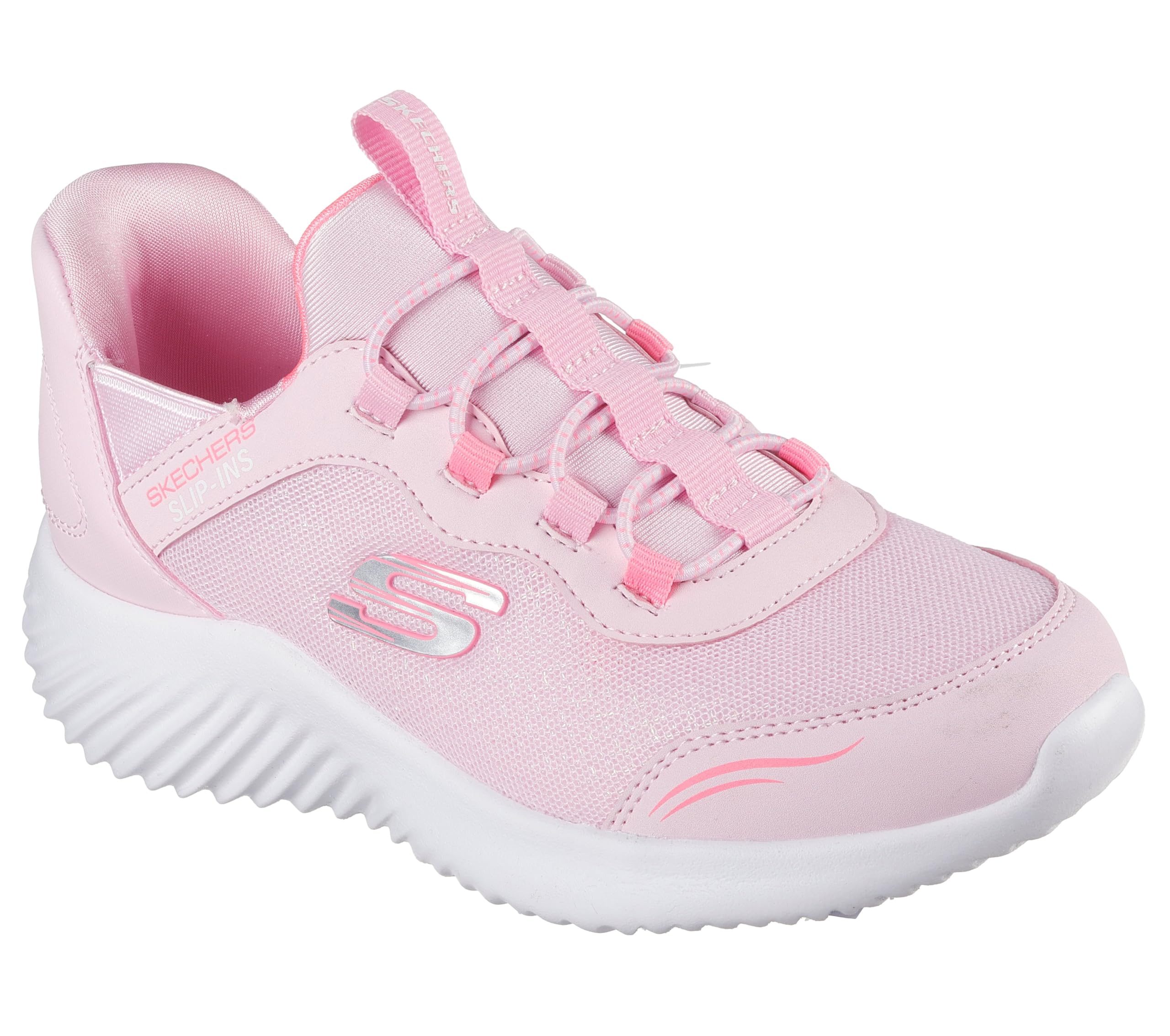 Skechers Girl's Bounder Simple Cute Slip-in Trainers, Light Pink Synthetic/Trim, 10.5 UK Child