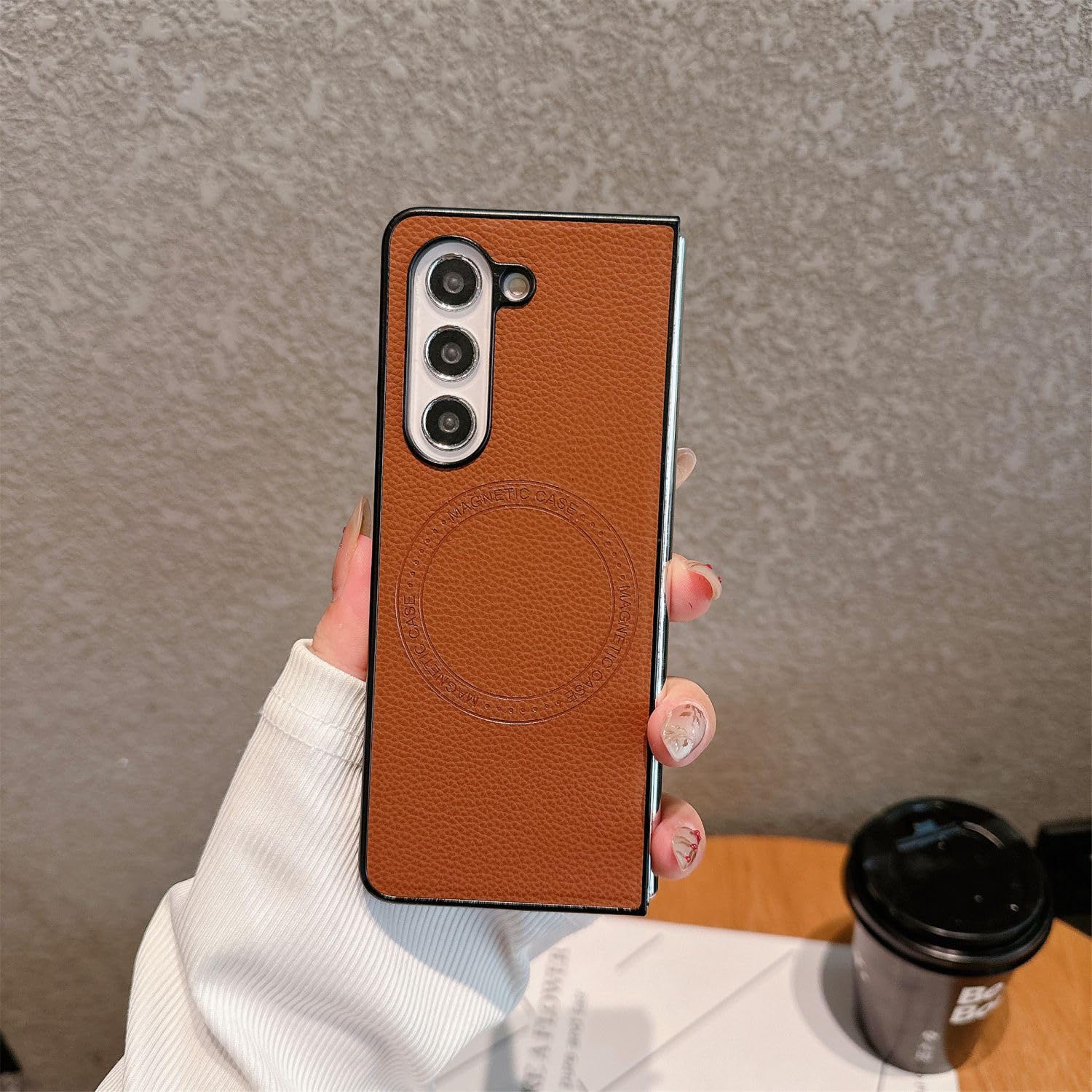 Étui ZFold 3 cuir PU noir housse compatible charge induction - 8