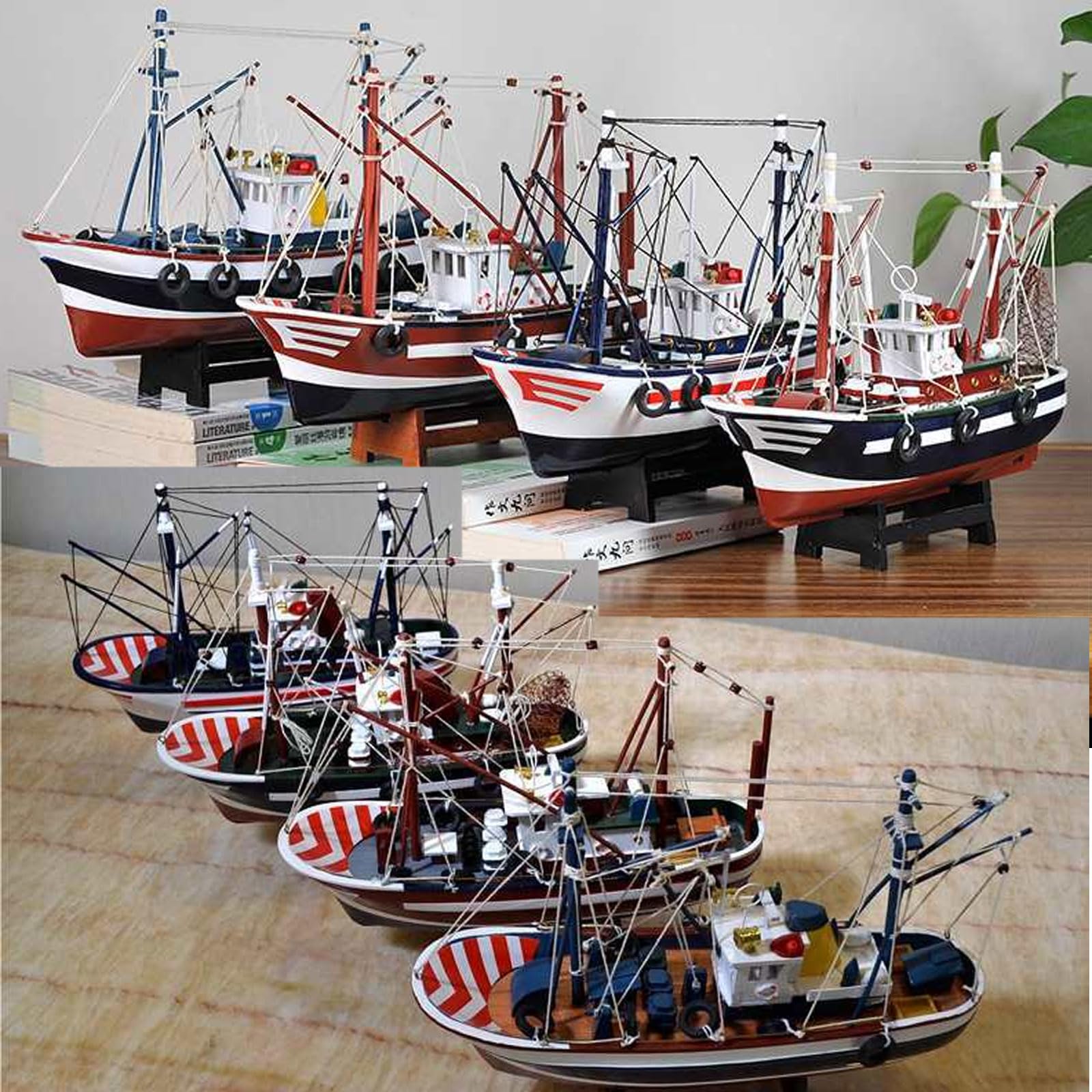 YLME Maquette De Bateau De Pêche Maquette Finie De Bateau De Pêche Simulé Décorations De Modèle De Bateau De Pêche en Bois Massif en Bois De Chalutier d'europe du Nord,C