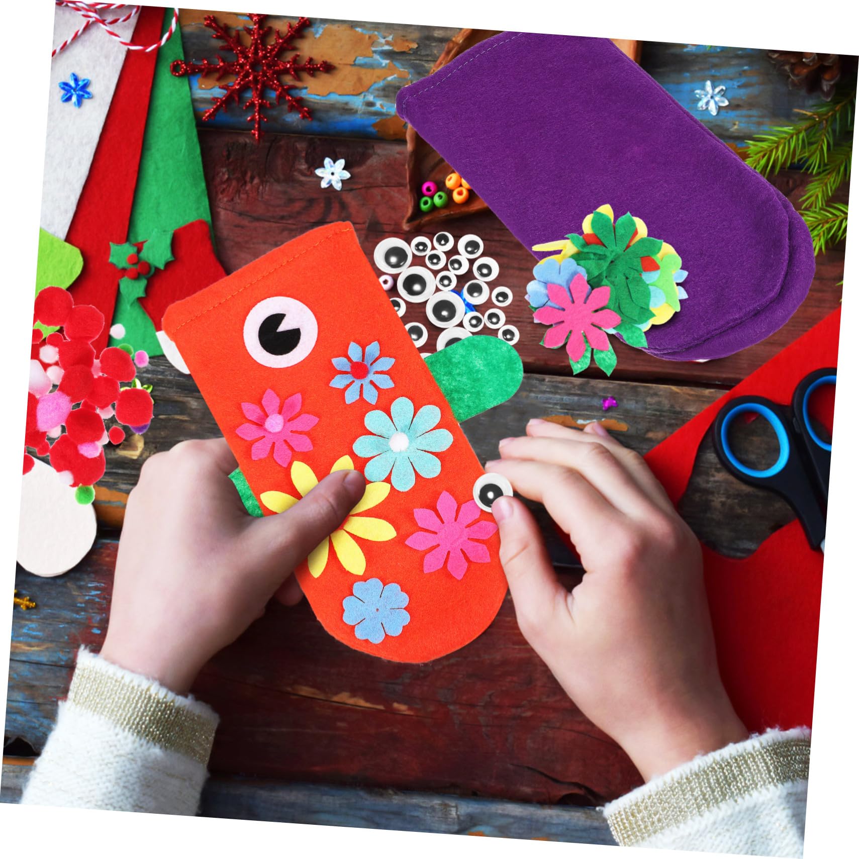 Hohopeti Kit de Marionetas de Mano de Fieltro para Niños, Tamaño 24,5x14 Cm, Accesorio de Manualidades Diy, Títeres Narradores de Cuentos, Set Creativo para Actuaciones y Fiestas