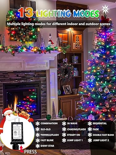 Miniatura 4 de 240 luces LED C6 de Navidad al aire libre, 78 pies, cadena de luces de Navidad súper larga con 13 modos y temporizador, luz parpadeante impermeable
