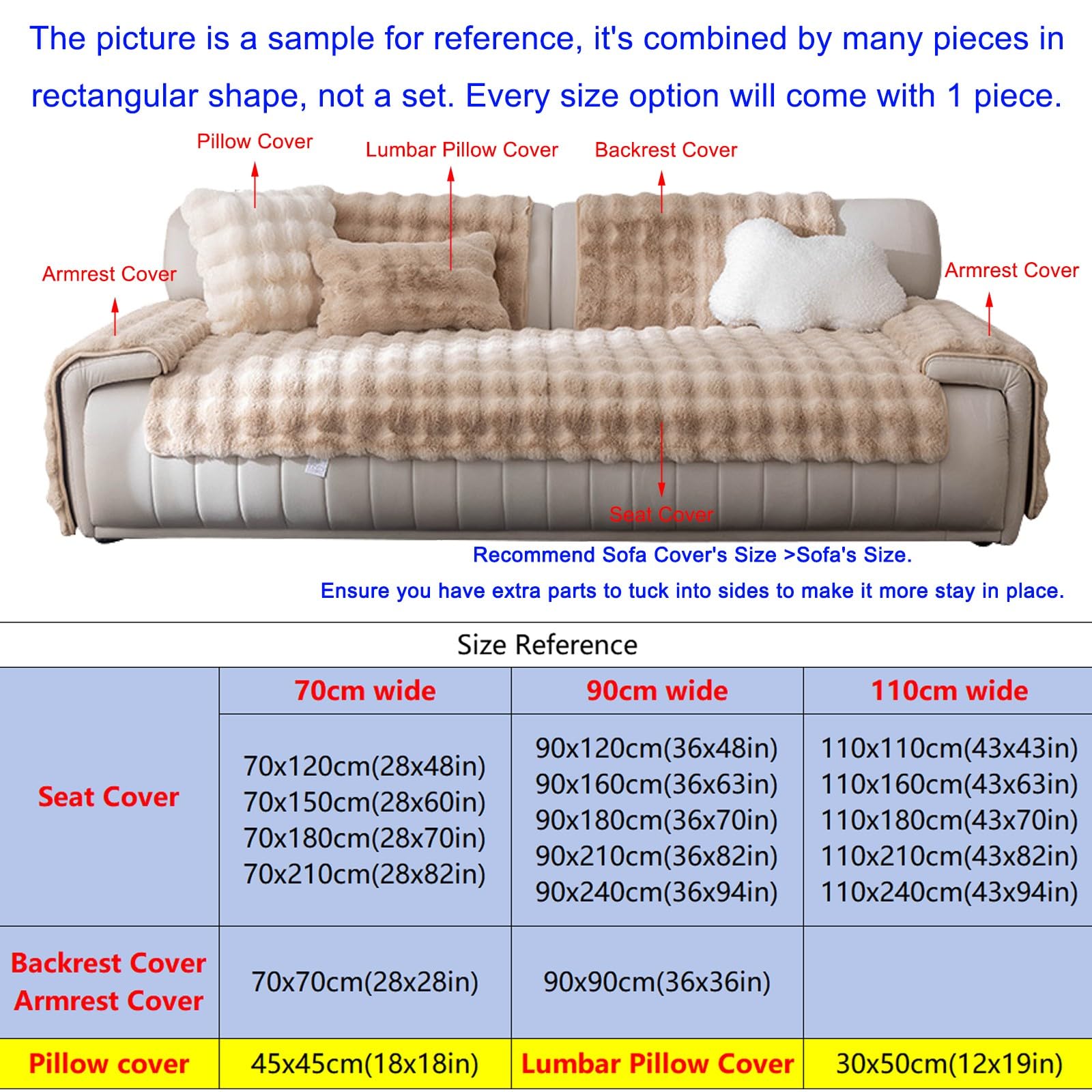 Amazon.com: Faux Fur Sofa Couch Covers, Super Soft Rabbit Plush