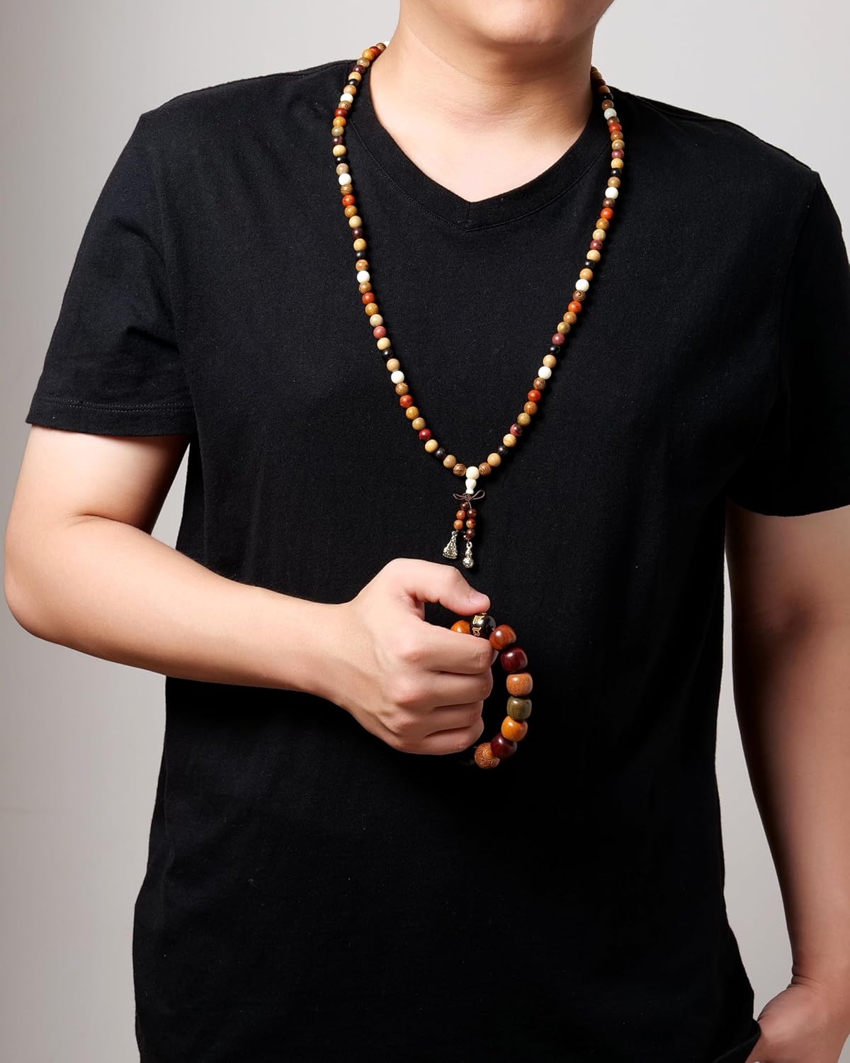 Handcrafted Wooden Bead Bracelet Multi-Color Prayer Bracelet,1pc/pack - Image 4