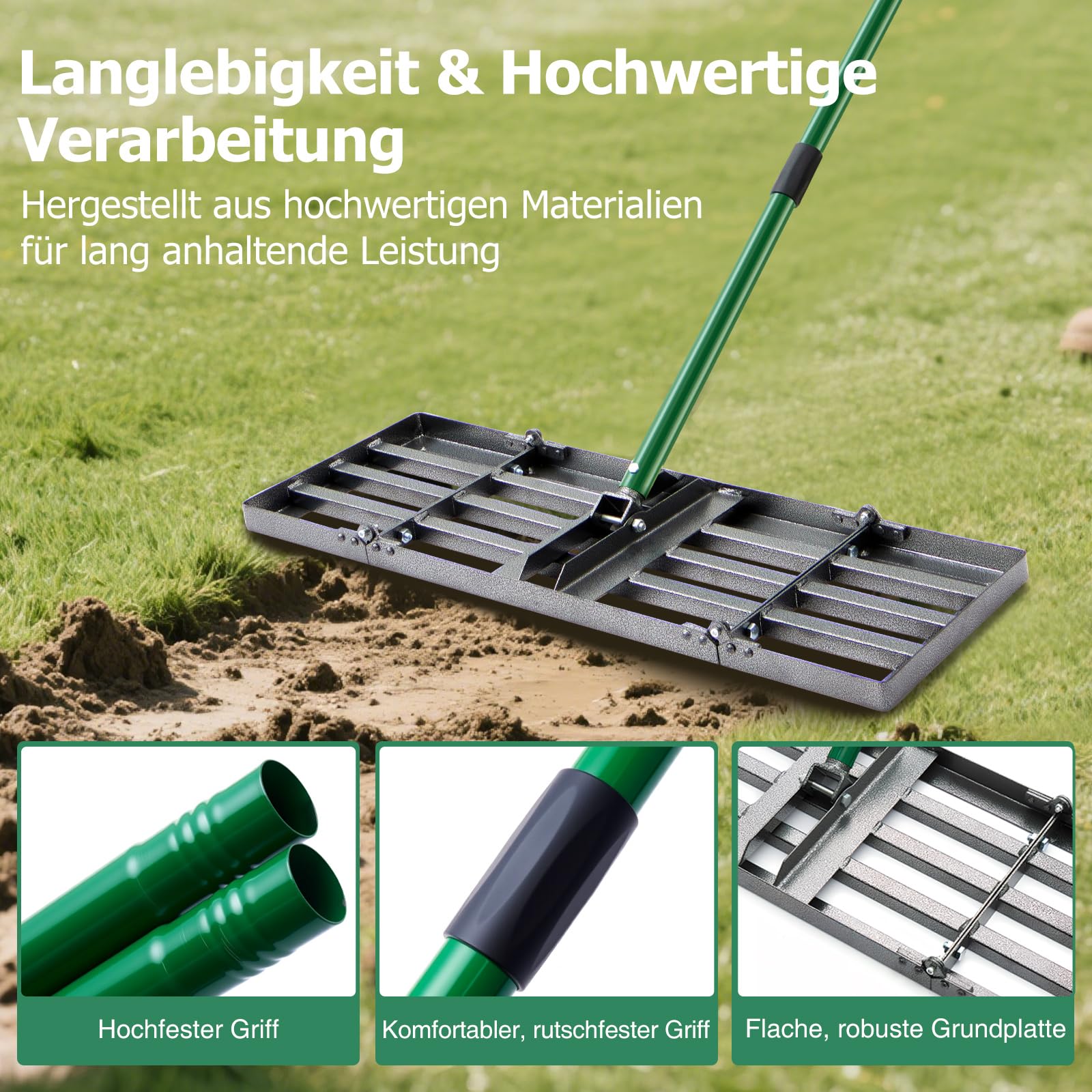 Rateau Nivellement Râteau De Nivellement De Pelouse, Raclette 50 X 25 Cm,  Niveleur De Niveleur Gazon