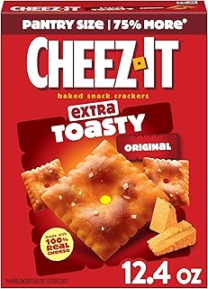 Cheese Crackers, Baked Snack Crackers, Lunch Snacks, Extra Toasty, 12.4oz Box (1 Box)