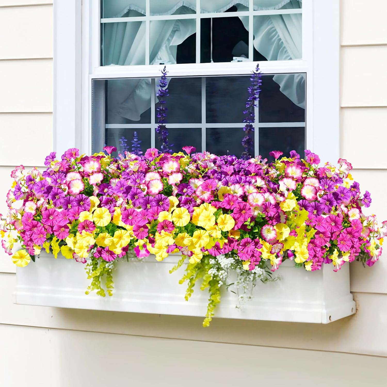 Artificial Flowers for Outdoors, 14 Bundles Fake Outdoor Flowers, UV Resistant Artificial Outdoor Plants & Flowers for Decoration, Colorful Morning Glory for Garden Porch Yard Patio, Mixed Color B - Image 5