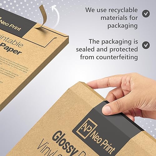 Miniatura 4 de Papel adhesivo de vinilo imprimible para impresora de inyección de tinta, papel de impresora de vinilo blanco brillante, 20 hojas autoadhesivas,