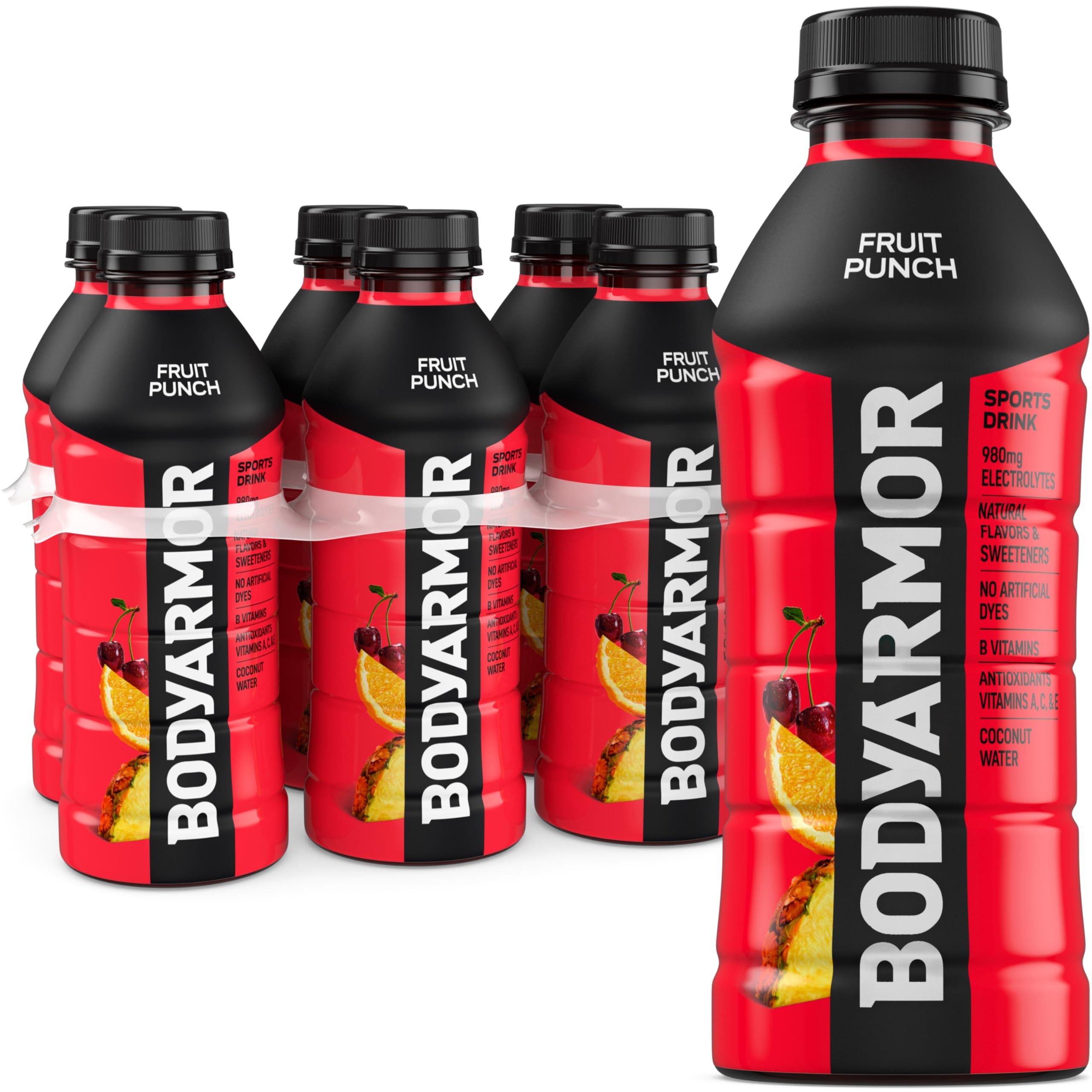 BODYARMOR Sports Drink, Fruit Punch, Electrolyte Drink Hydration, 20 Fl Oz Bottles (6 Pack), Flavored Coconut Water with B Vitamins & Antioxidants