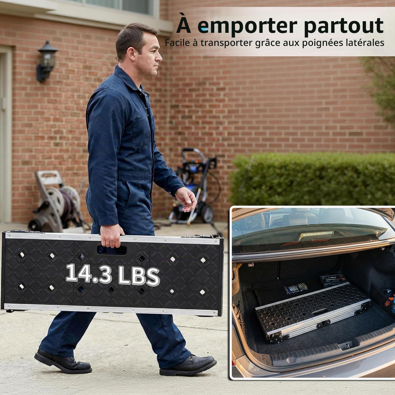 Johgee Plate-forme de travail pliable en aluminium avec pieds antidérapants, tabouret pliable avec verrous de sécurité pour nettoyage de voiture, travaux de peinture, atelier et usage domestique