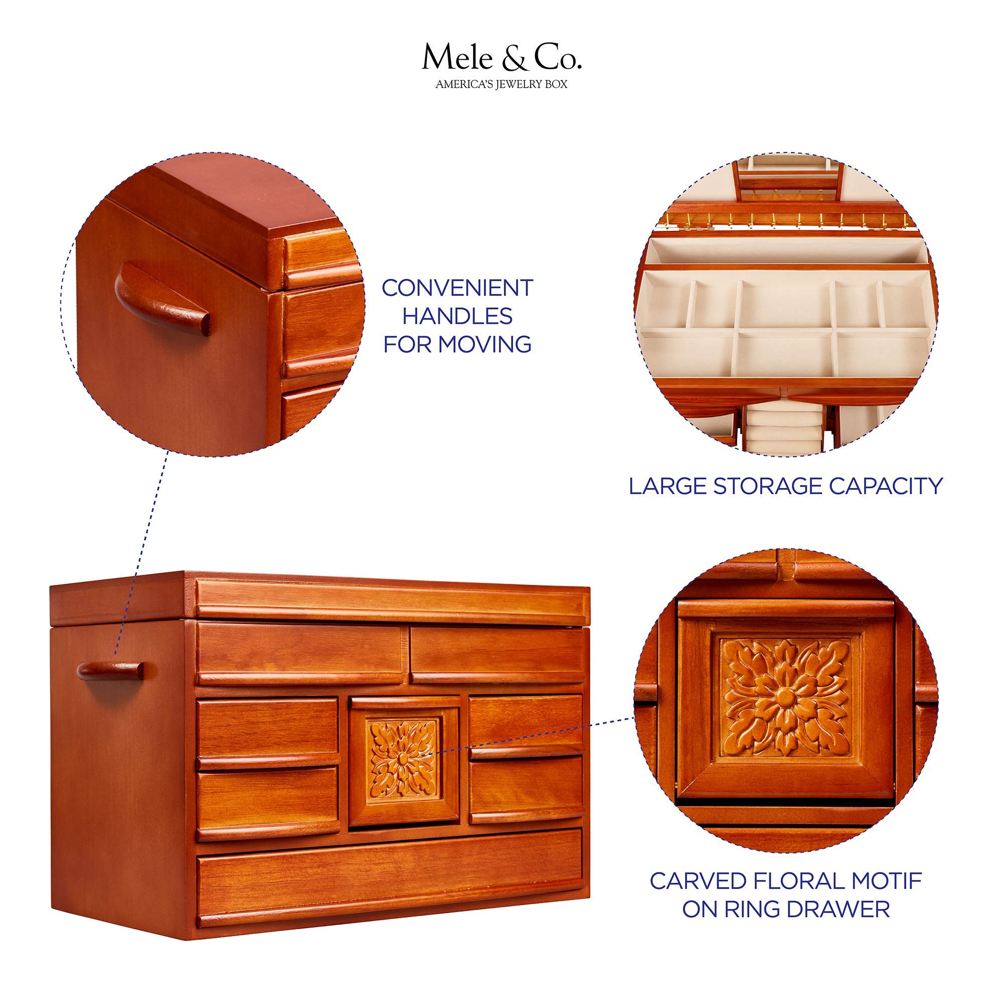 Amazon.com: Mele & Co. Empress Wooden Jewelry Box, Ring, Necklace