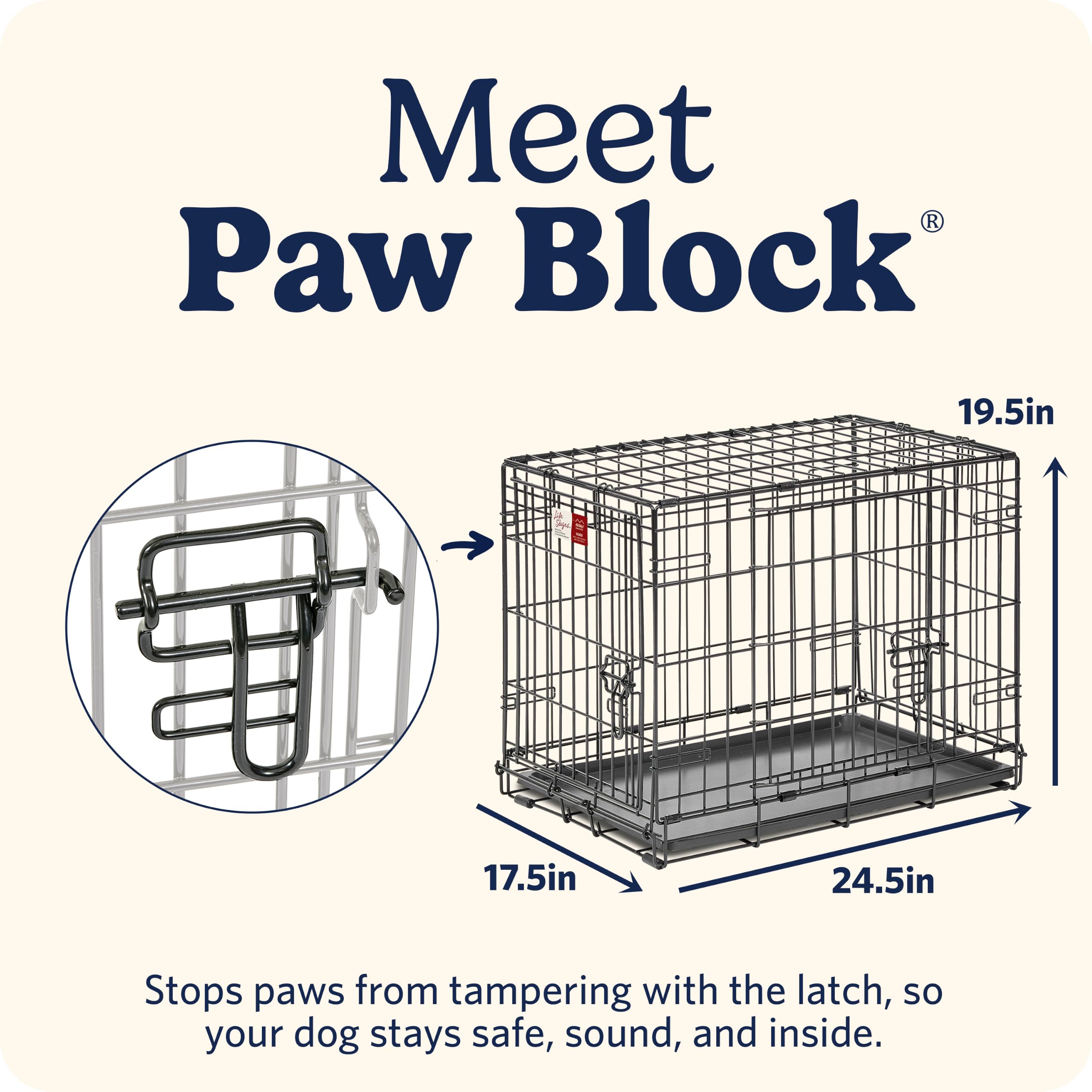 MidWest Homes for Pets Small LifeStages Hundebox mit 2 Türen, klein, zusammenklappbar, verbesserte Sicherheit, inkl. auslaufsicherer Bodenwanne, Trennwand, Griff, Gummifüßen, 61 cm