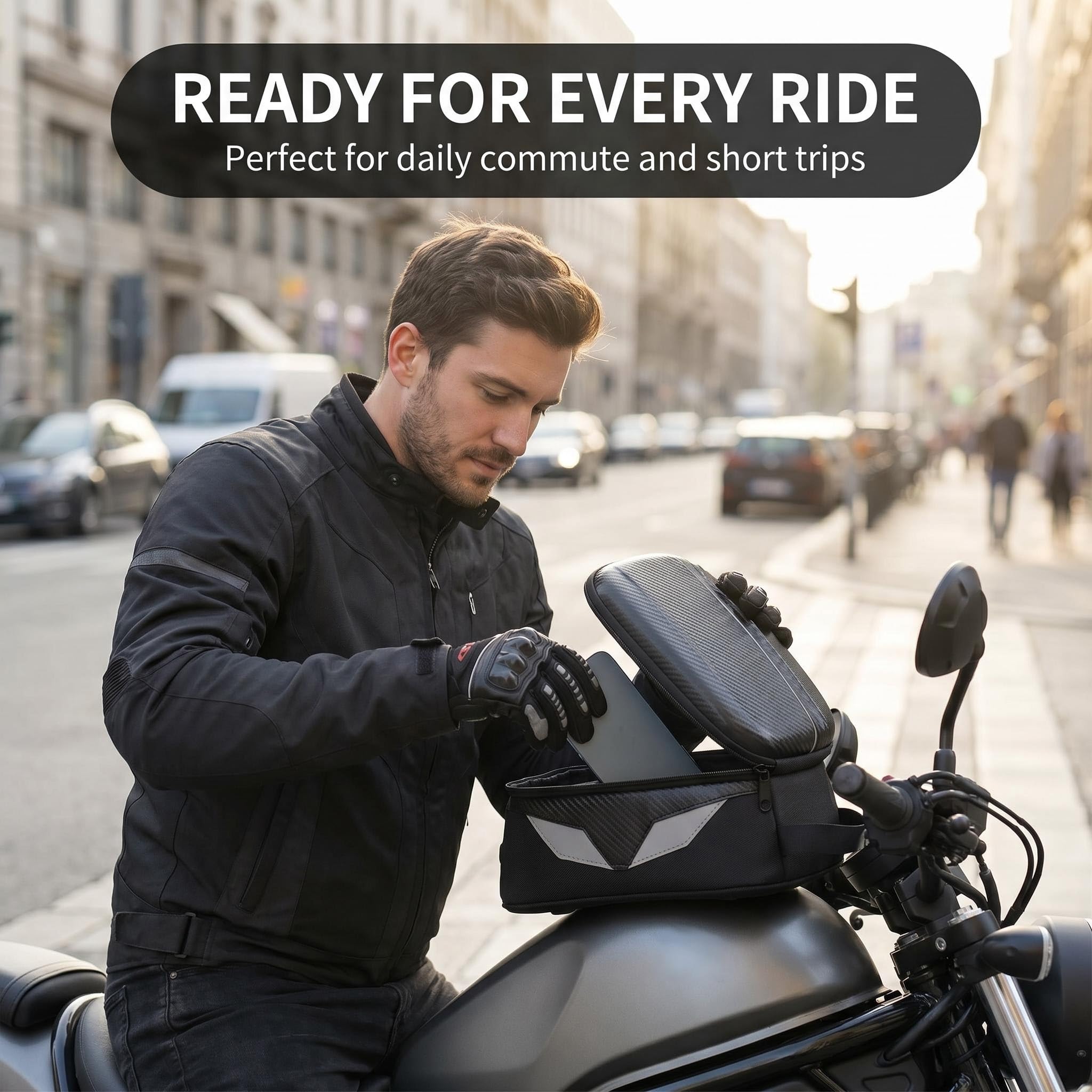 Motorrad-Tanktasche, universal, wasserdicht, Oxford-Gewebe mit, wasserdicht, universell für Motorräder, einzigartiges Styling mit gut sichtbaren reflektierenden Streifen