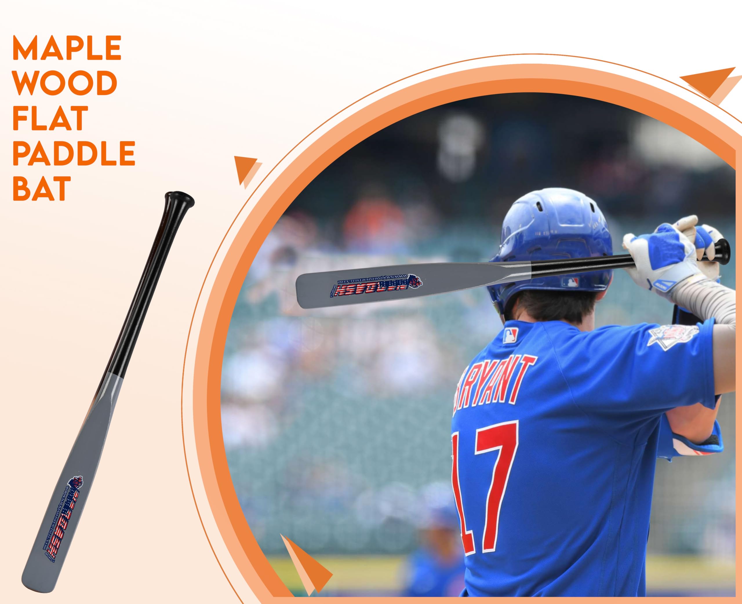 Flat Half Paddle 29 Inch Baseball & Softball Schläger aus Ahornholz 425 g