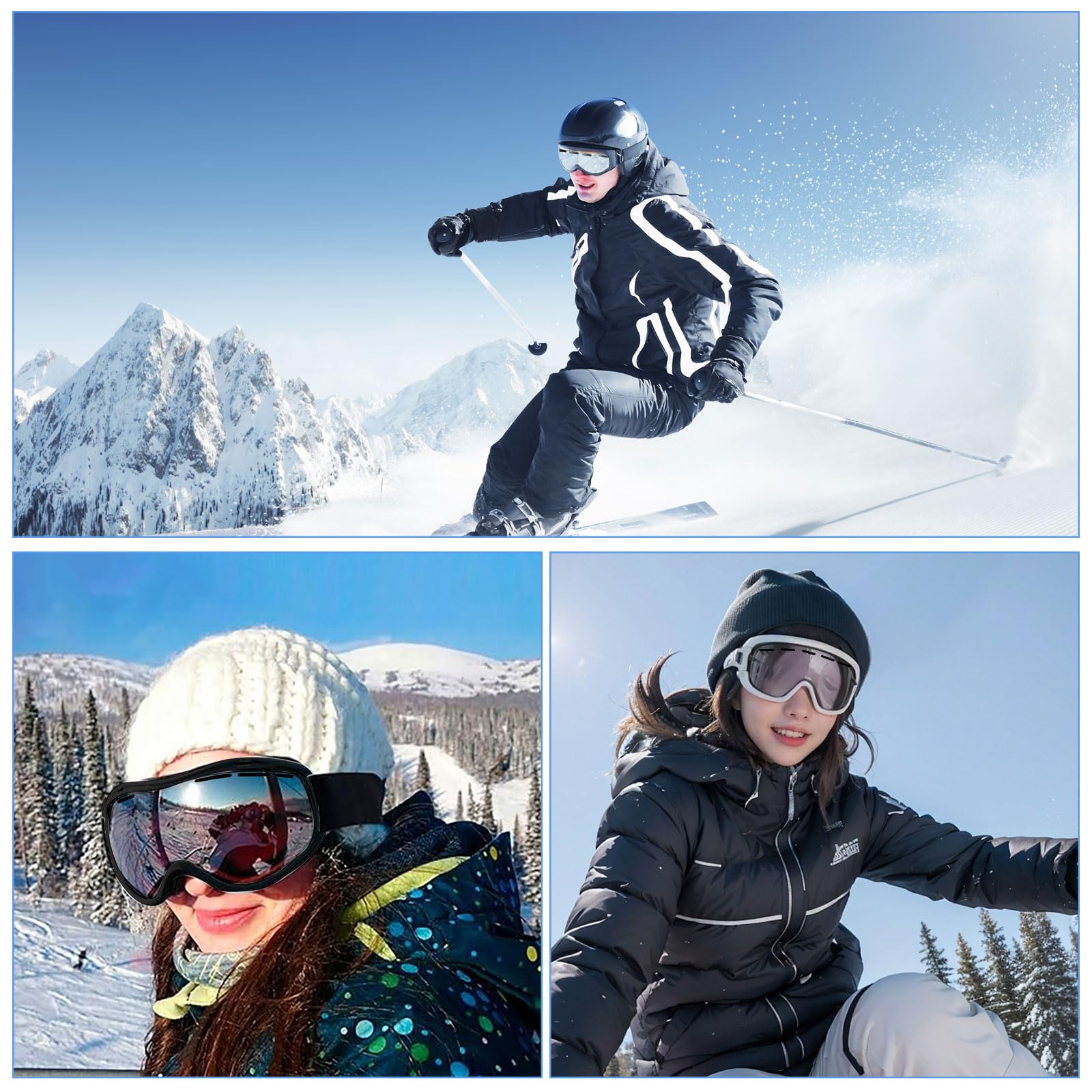 MeYuxg Unisex Skibrille für Herren und Damen Jungen,OTG Snowboardbrille UV400 Schutz Skibrille,Snowboard Brille Schneebrille Anti für Skifahren Rollschuhlaufen Windschutz Schlagfest Helm kompatibel