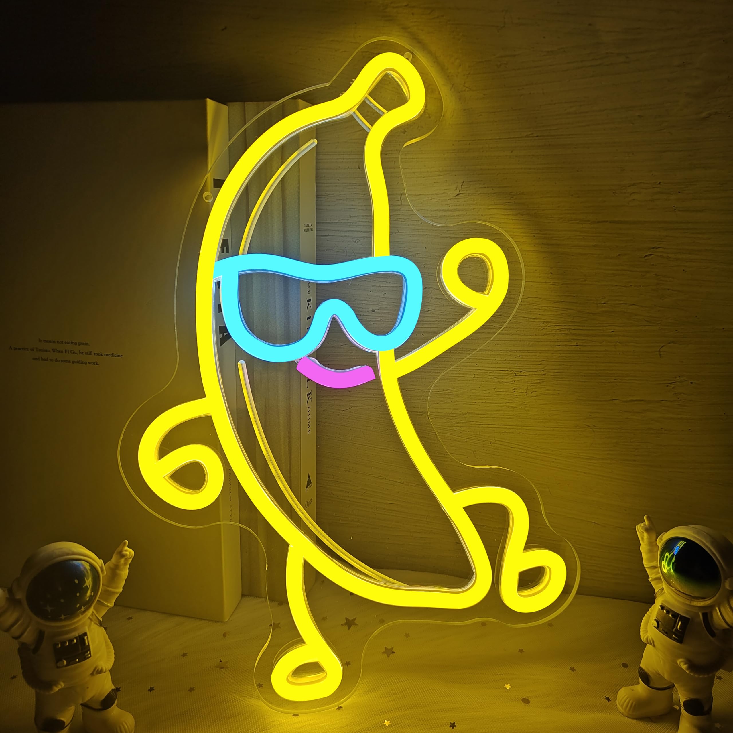 Vveikea Banana Neon Sign Dancing Banana Led Sign Dimmable Bannana Wear Sunglasses Led Wall Art Cool Neon Lights for Bedroom Banana Theme Birthday Party Decor