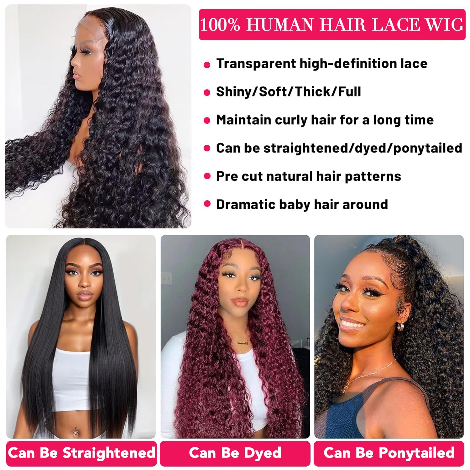 Amazon.com : SUOPNA 32 Inch Deep Wave Lace Front Wigs Human 