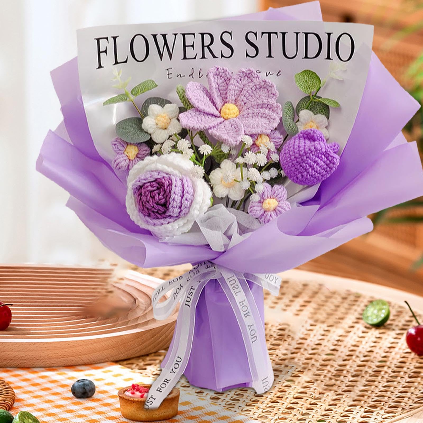Amazon｜Jiswhisker 編み花束 ニットブーケ 完成品 かぎ針編み 毛糸の