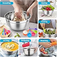 Vista 4 de TeamFar Juego de 7 cuencos para mezclar con tapas, de acero inoxidable, con 16 utensilios de cocina para preparar y servir, 7, 4.5, 3, 2.5, 1.5