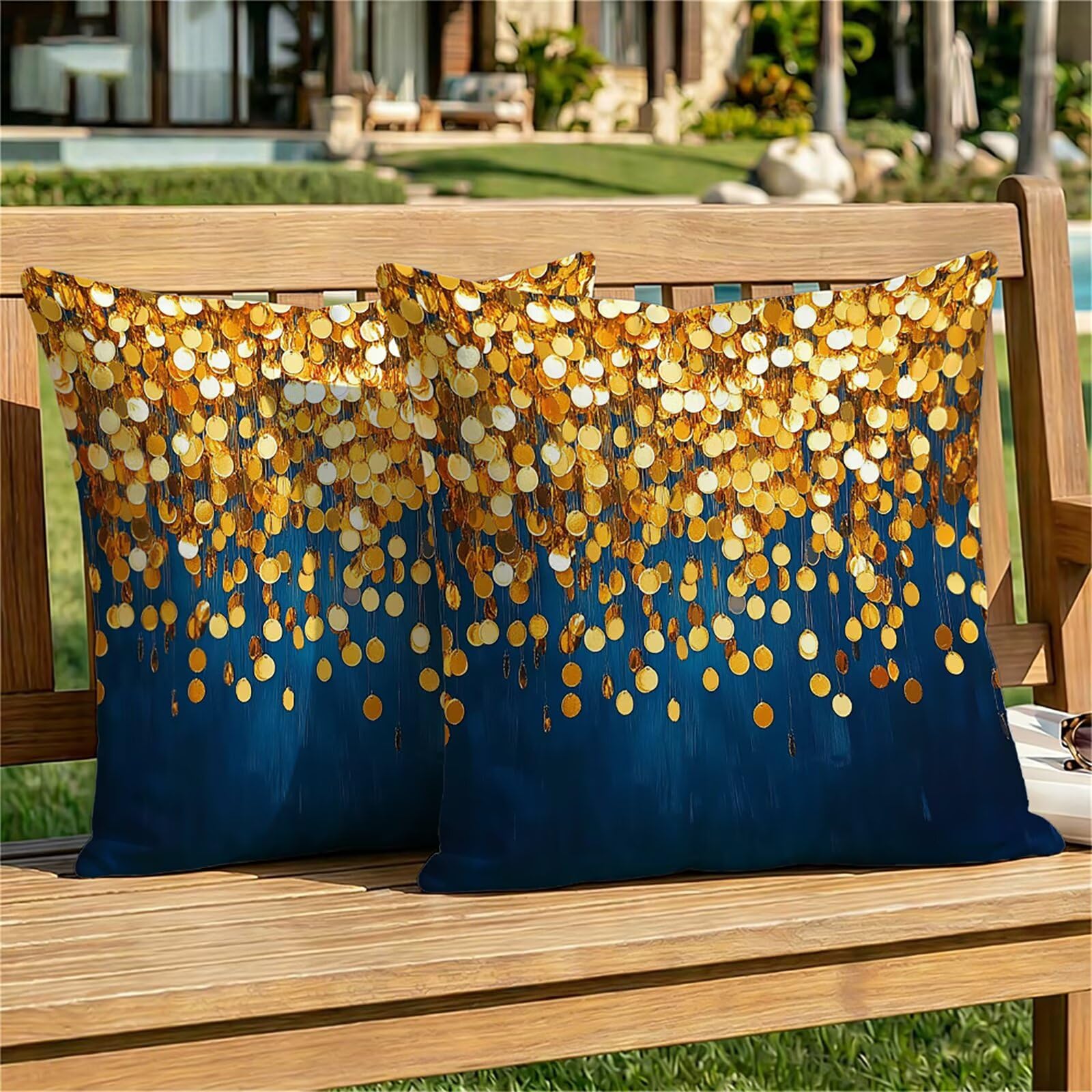 Federe Cuscini Divano 65x65 cm Oro Cuscino Divano Velluto Decorativo Set da 2, con Cerniera Blu Cuscini da Esterno Impermeabili Federa Cuscino Quadrato per Divani Camera de Letto Soggiorno Auto dj-739