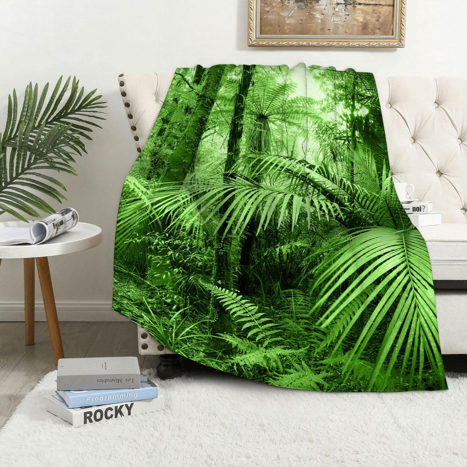 Maapchp Lush Green Foliage In Tropical Jungle - A5 Flannel Fleece Blanket Throws For Sofa Fluffy Blanket Bed Throw For Bedroom Lush Green Foliage In Tropical Jungle Blanket For Bed, Couch,Car 50X60in