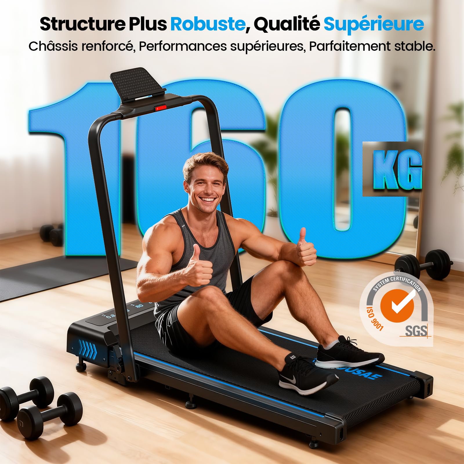 Tapis de Course, FOUSAE 12 Programmes HIIT Prédéfinis, 10% Tapis de Marche Inclinable, 12 KM/H, Moteur Haute Performance 2,75CV Silencieux, APP & Télécommande, Charge 158kg Fitness Intérieur