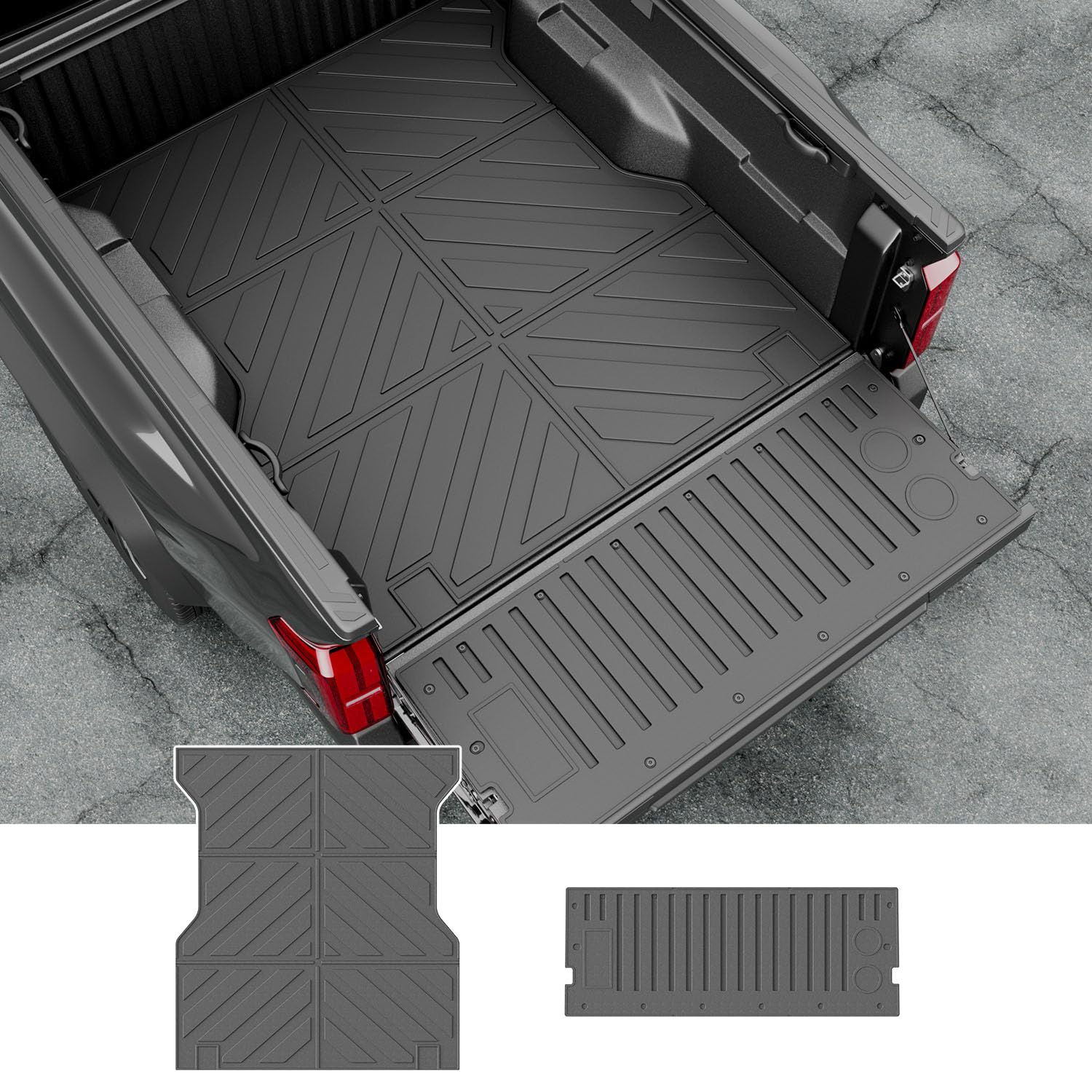 powoq 5FT Truck Bed Mat Compatible with 2024 2025 Toyota Tacoma Bed Liner Tailgate Mat TPE Tailgate Liner Truck Liner Replacement for 2024 2025 Toyota Tacoma Accessories (5FT Bed Mat+Tailgate Mat)