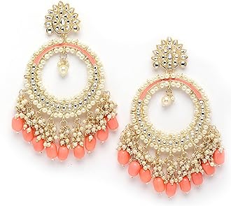 Shining Diva Fashion Latest Stylish Traditional Kundan Chandbali Earrings for Women and Girls