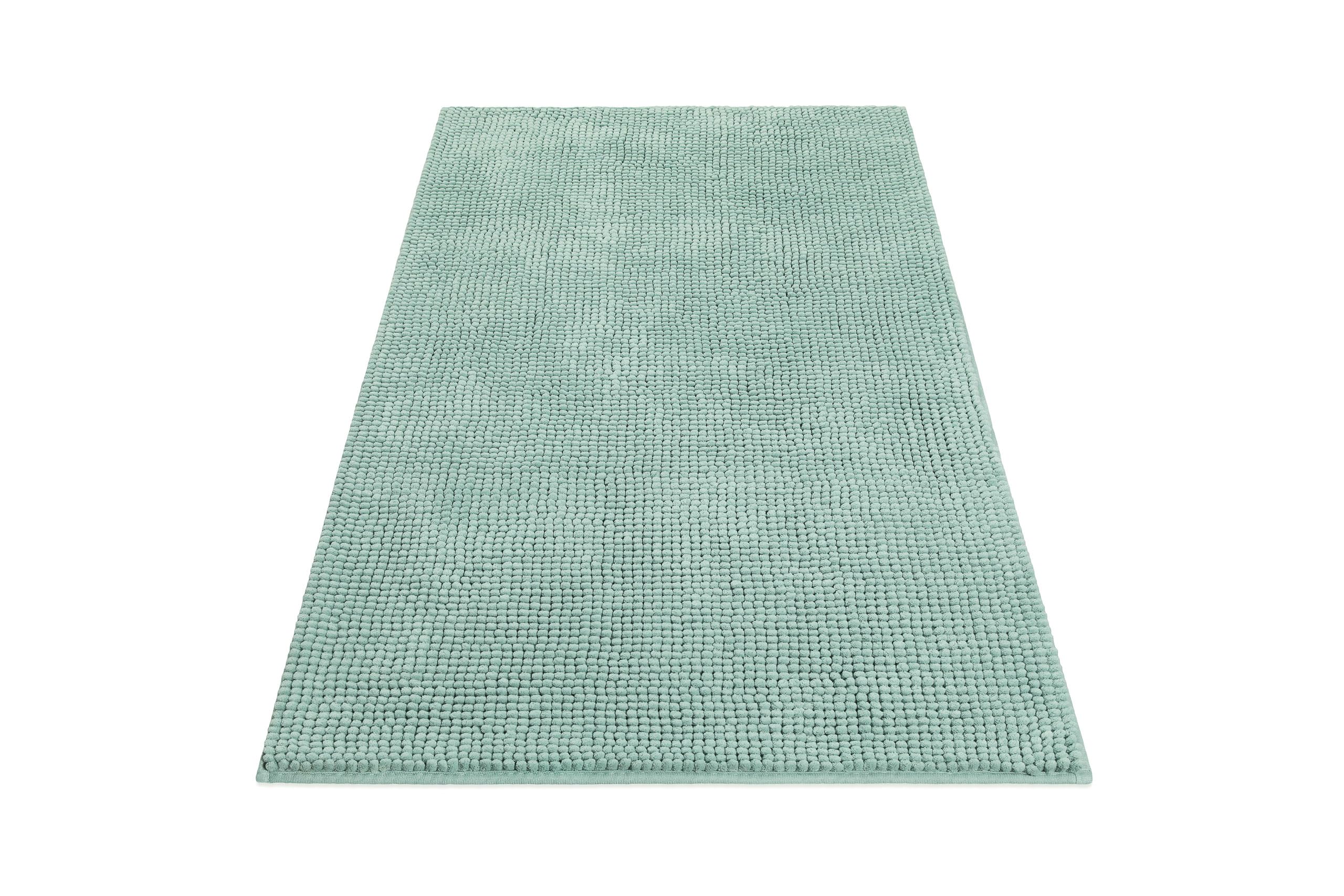 Wecon Home Balu getufteter Badteppich, 80 x 150 cm, Mint grün | moderner Chenille Badteppich, rutschfest, Waschbar, Saugfähig, Stilvoll für jedes Badezimmer