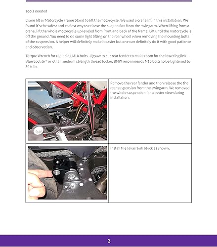 Miniatura 5 de Bestem Enlace de bajada para BMW G310R G310GS G310 CNC 7075 Aviación Aluminio Todos los Hardware w/Video Instrucciones Inferior 1.5"