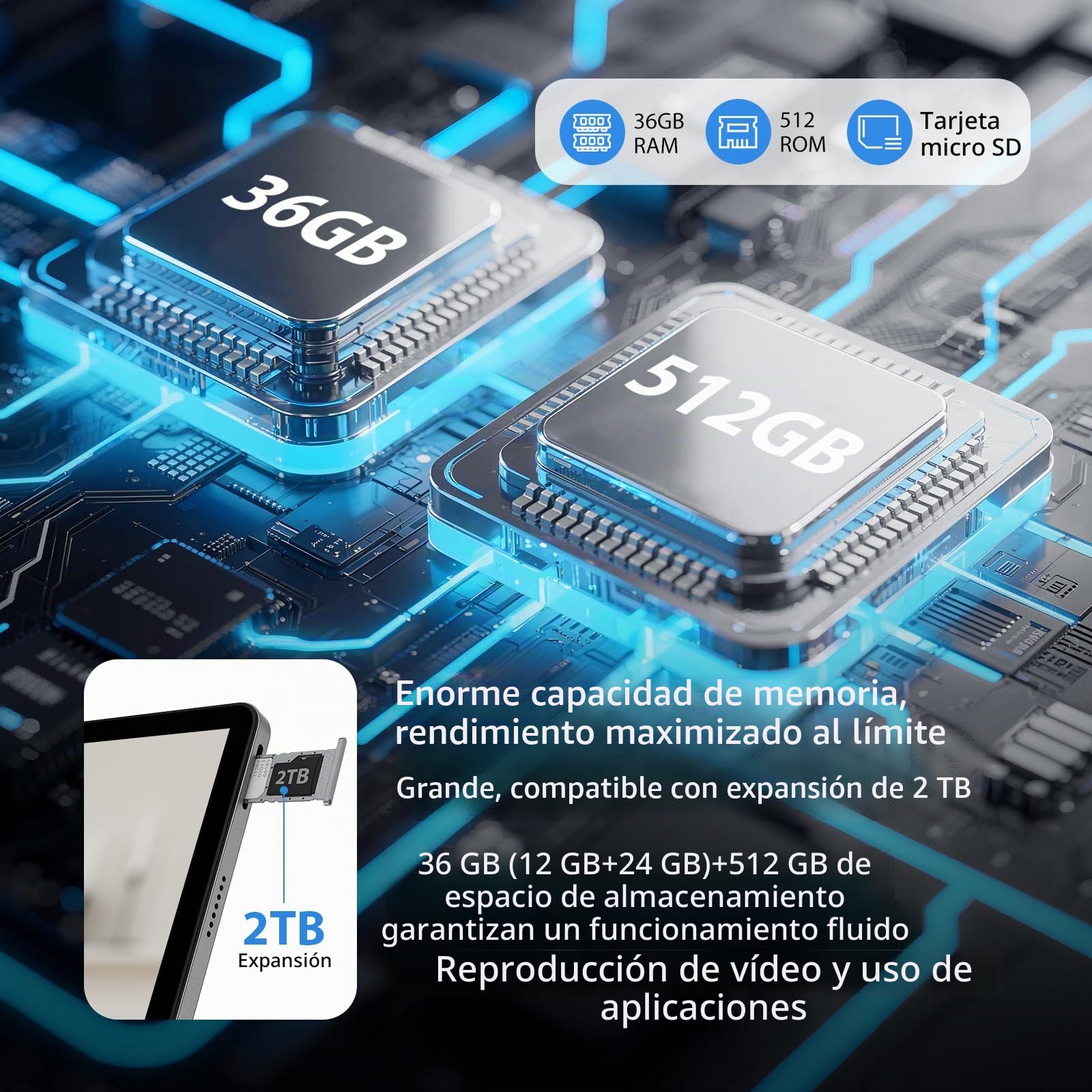 Tablet 13 Pulgadas Android 15 Octa-Core 2.2GHz/36GB RAM+512GB ROM(TF 2TB) FHD 2944 * 1840, Gemini AI, 11580mAh/4G LTE+5G WiFi/Widevine L1/BT5.0/GPS/13MP Tablets con Teclado y Lápiz, Gris