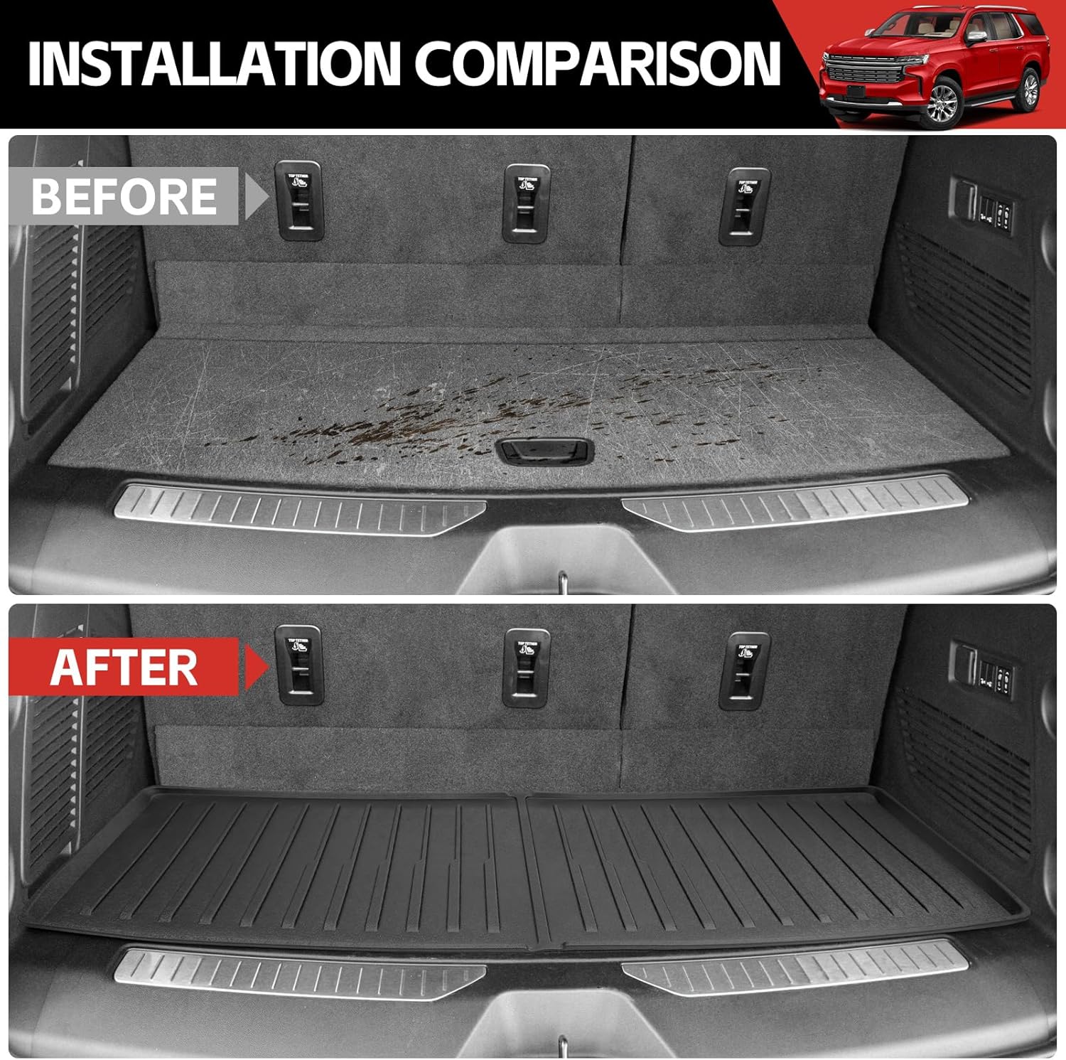 Cargo Mat Floor Mat Fit for Chevy Tahoe 2022-2025 7-Seater Floor Liner Cargo Liner for 2024 Chevrolet Tahoe Accessories(Cargo Mat+Floor Mat, 22-25 Tahoe 7-Seater)