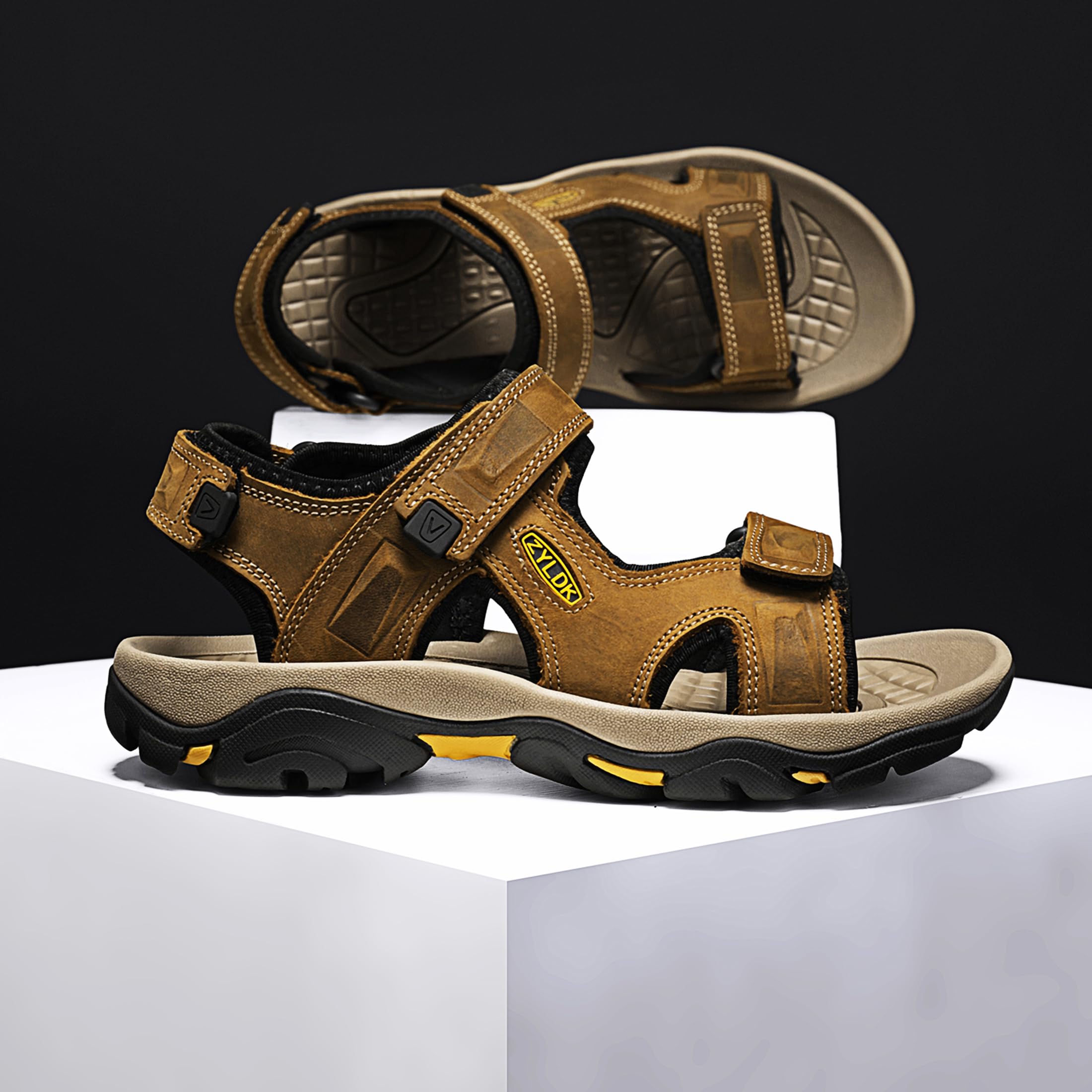 Herren Sandalen Leder Strand Trekkingsandalen Outdoorschuhe Sommer Wanderschuhe Beach Trekkingschuhe Männer Sport-Outdoor Atmungsaktive Sandale Wandersandalen