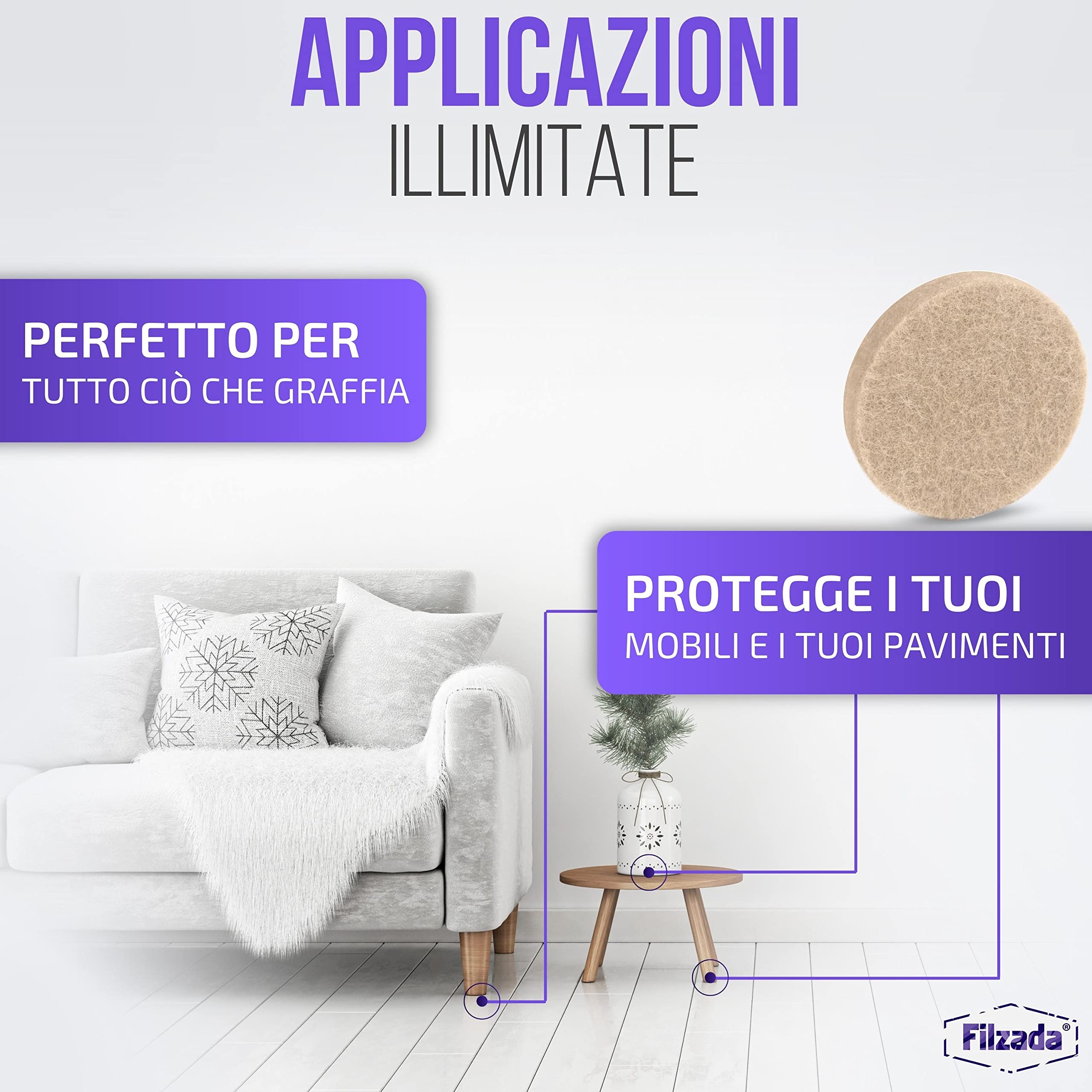 Filzada® Feltrini autoadesivi 156 pezzi (quadrati e rotondi) - Beige - Feltro per mobili professionali con forza adesiva ideale