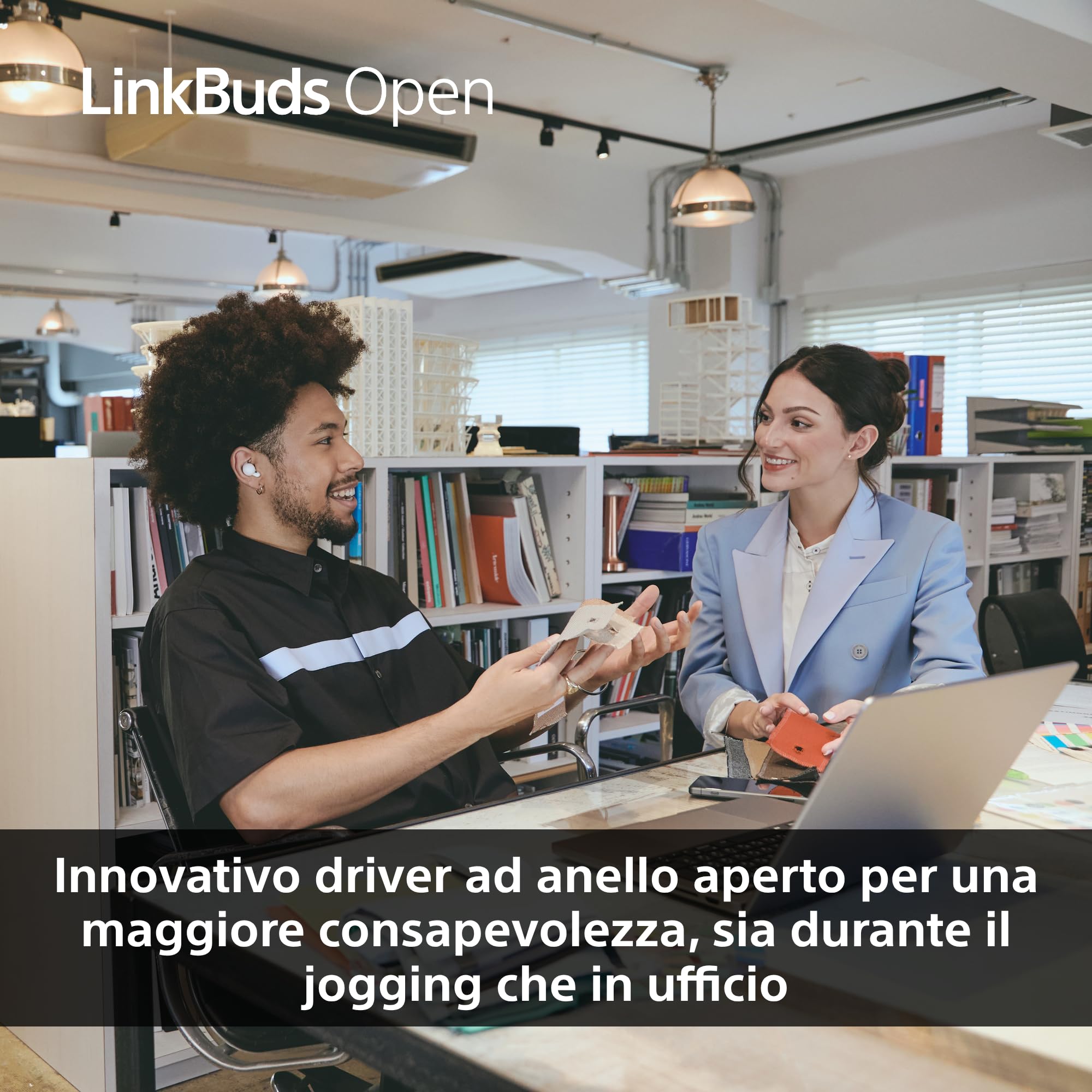 Sony LinkBuds Open Cuffie Bluetooth True Wireless Aperte IPX4 Multipoint Nero