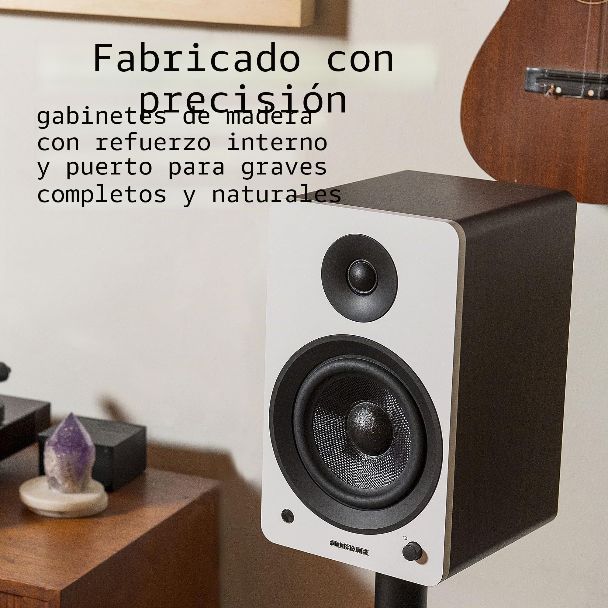 Fluance Ai61 - Altavoces estéreo 2.0 con Drivers de 6.5", Amplificador de 120W para Tocadiscos, TV, PC y Bluetooth 5, Audio inalámbrico, RCA, óptico, USB y Salida subwoofer (Nogal Blanco)