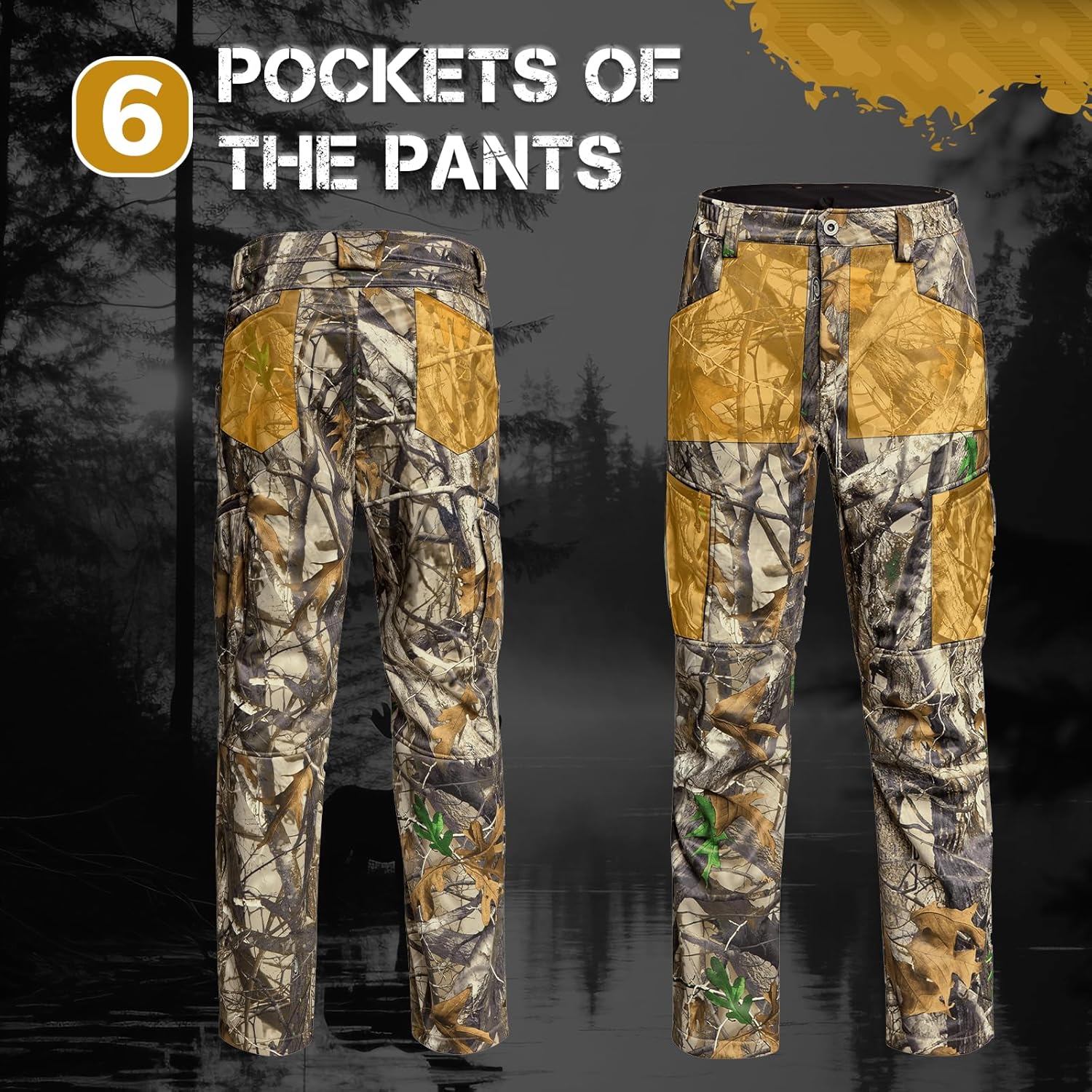 Quiet Hunting Pants Fleece-Lined Camouflage Clothes Clothing Gear for Men (US, Alpha, Small, Regular, Regular, Next Camo G2) - Image 6