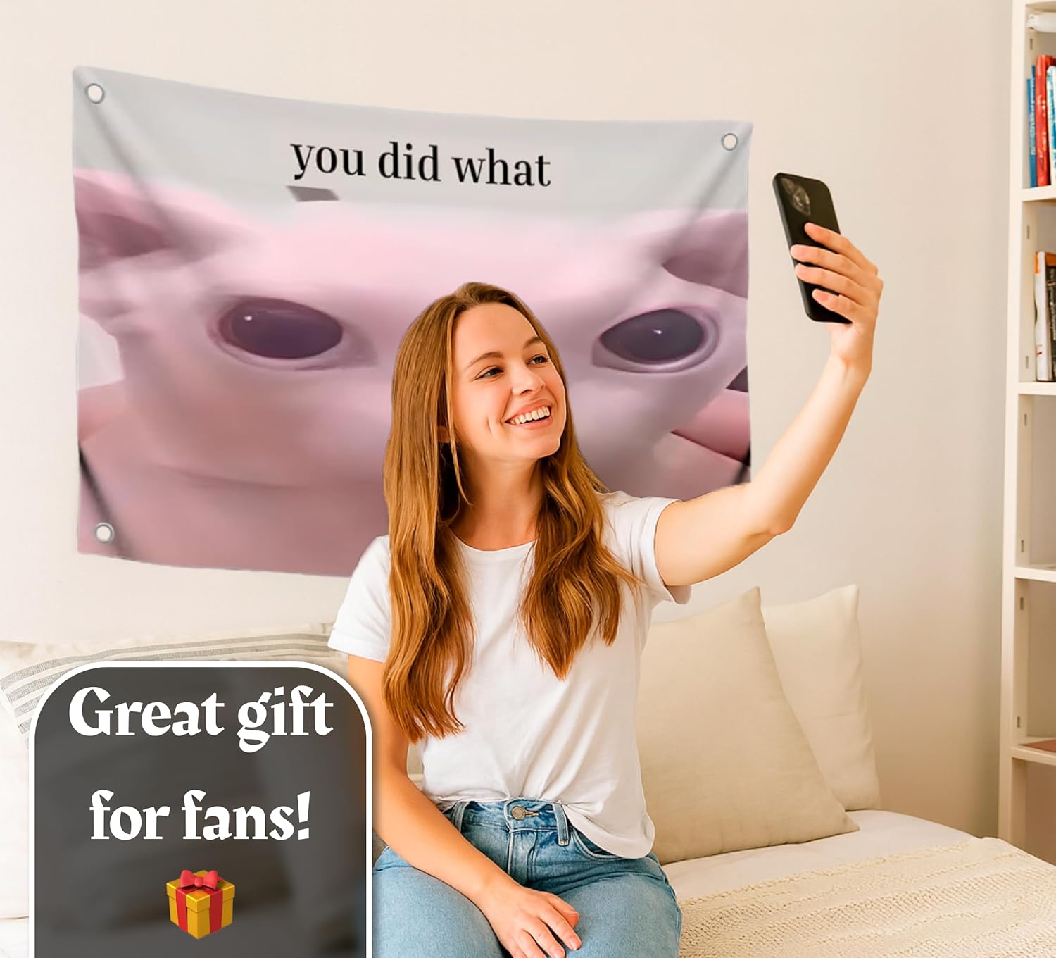 3x5 Feet Cats Meme Flag with Quote "You Did What" with Four Brass Grommets - Polyester Funny Cat Banner for Outdoor or Indoor Decor - Single Sided Tapestries Party or Wall Room Decoration - Image 5