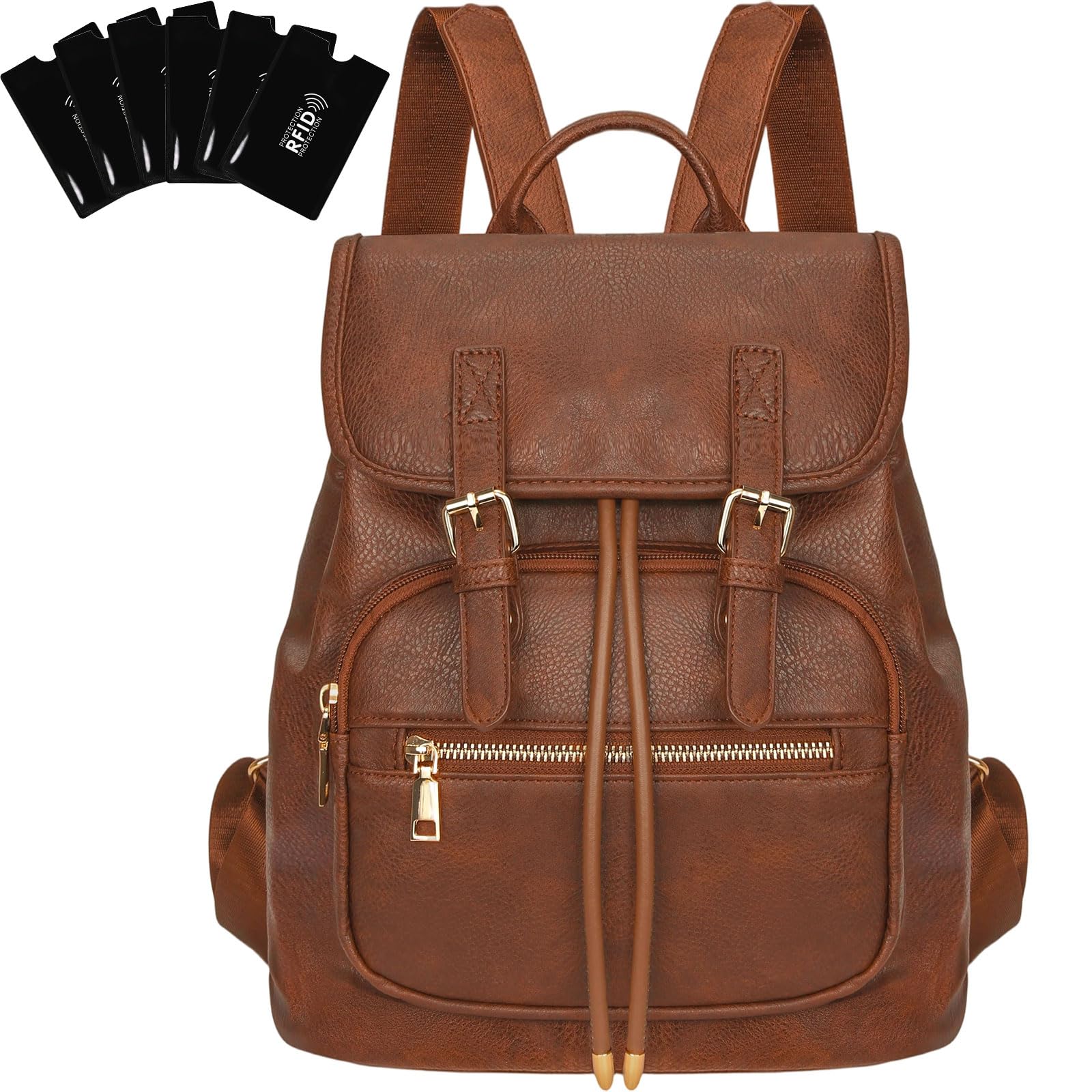 Leathario Petit Sac a Dos Femme, Sacs à Main Portés Dos Femme Antivol Léger Backpack Loisirs Casual en Cuir Vegan pour Voyage L'école Travail Université Collège Shopping