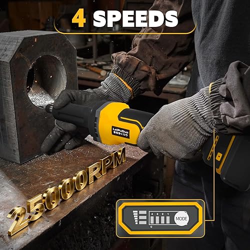 Miniatura 5 de Amoladora inalámbrica para batería Dewalt de 20 V, amoladora sin escobillas de 4 velocidades, mandril de 14 pulgadas, motor de potencia de 25000 RPM