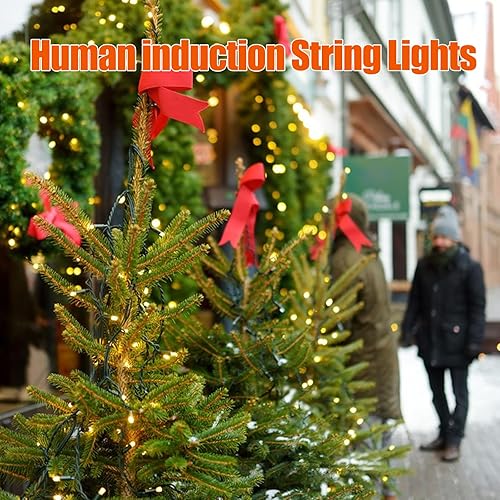 Miniatura 8 de Tira de luces de Navidad con sensor de movimiento musical que cambian de color, 110 pies, 400 LED, blanco cálido, multicolor, luces de árbol de